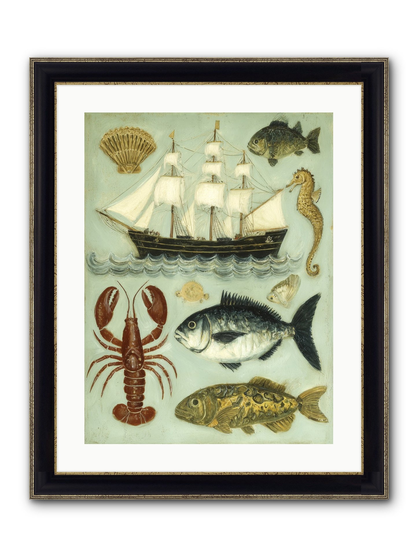 Coastal Chronicles Framed Print - Black & Gold 18x24
