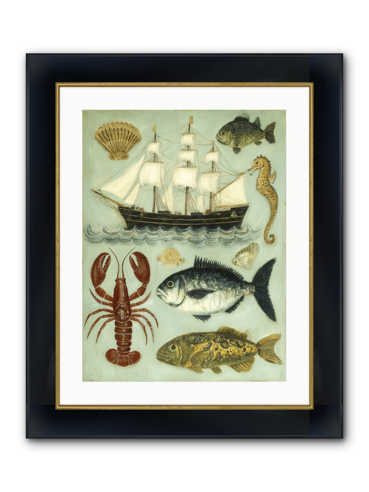 Coastal Chronicles Framed Print - Wide Black w/Gold 18x24