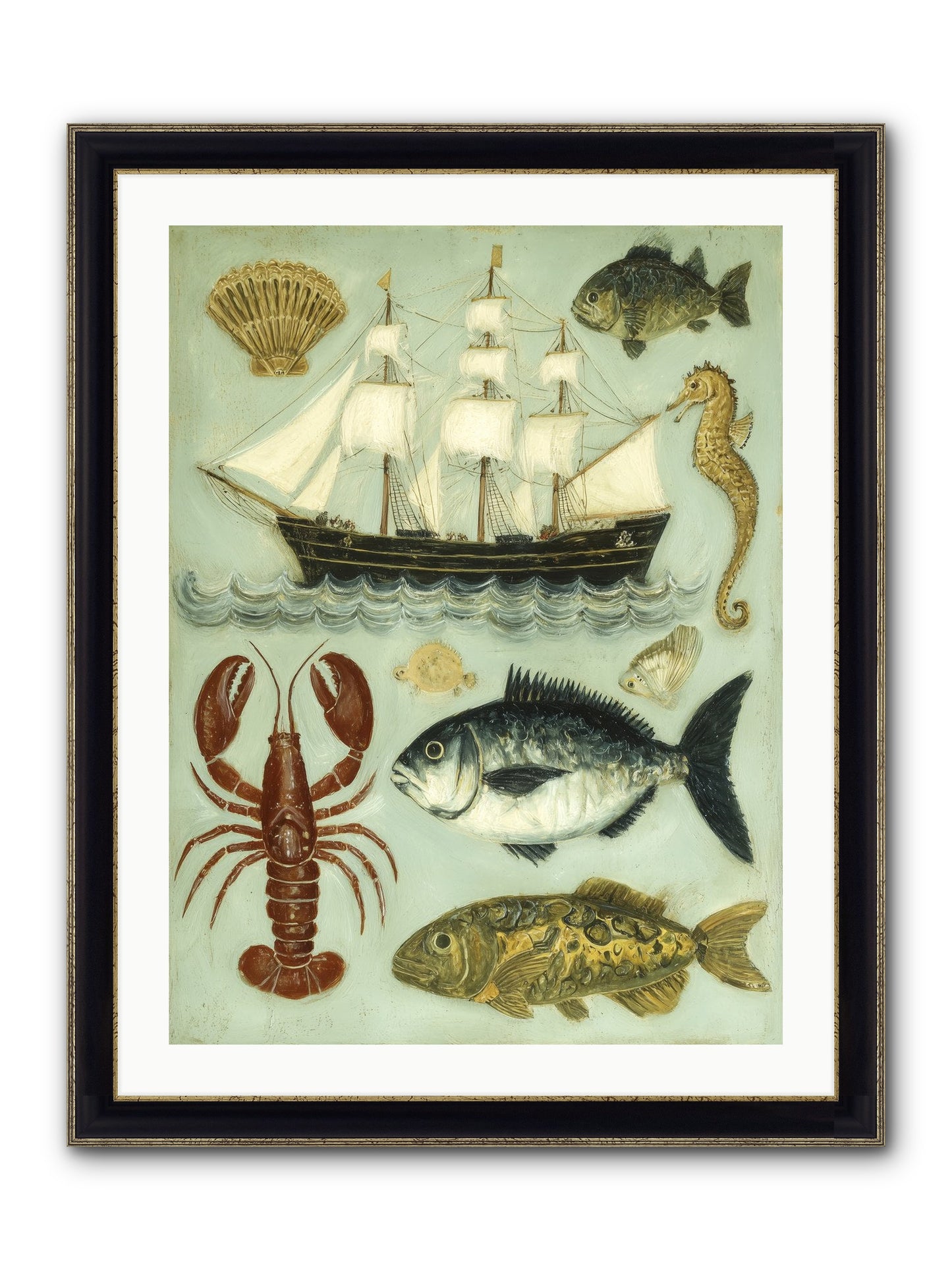Coastal Chronicles Framed Print - Black & Gold 24x32
