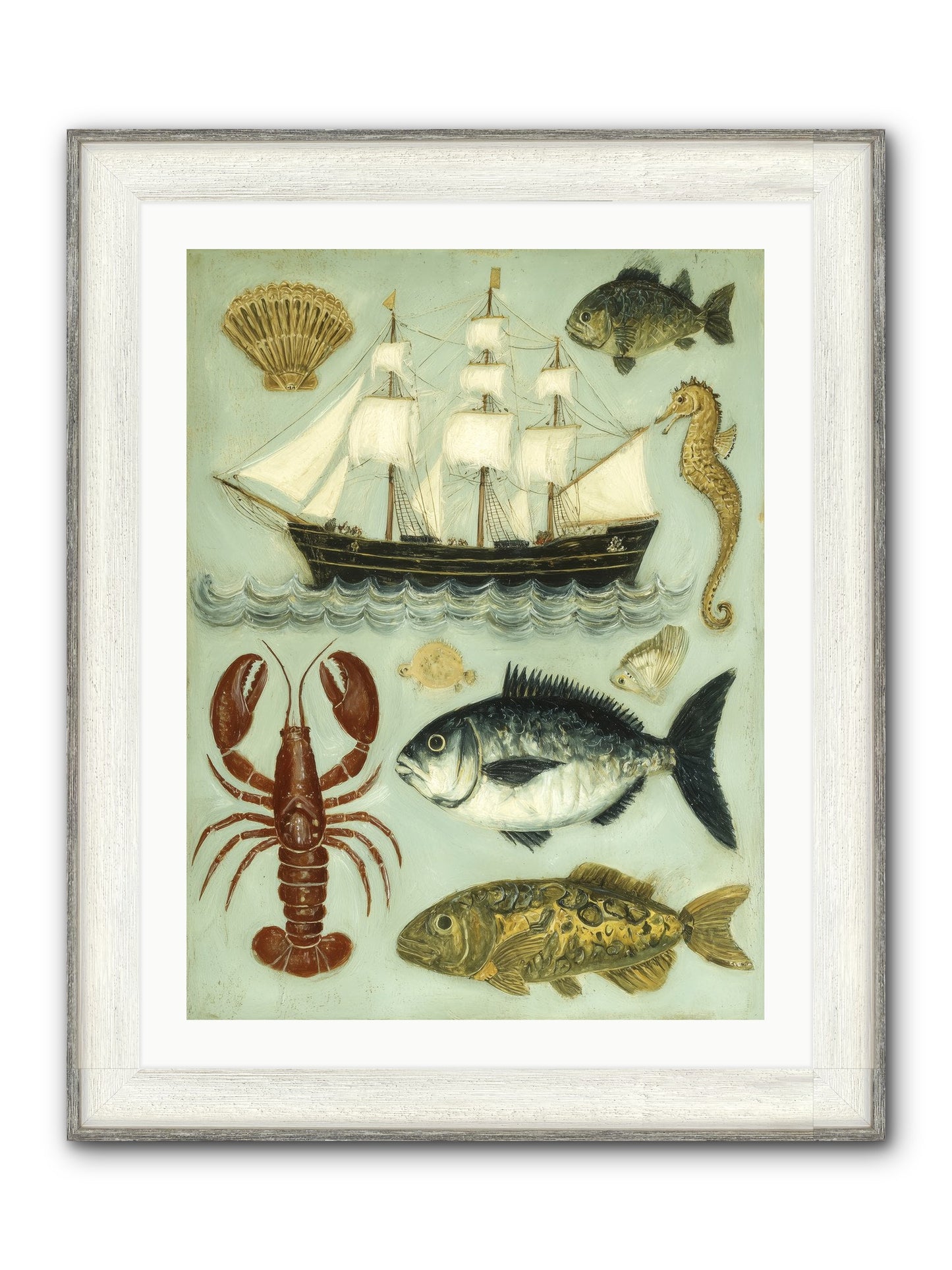 Coastal Chronicles Framed Print - Driftwood White 24x32