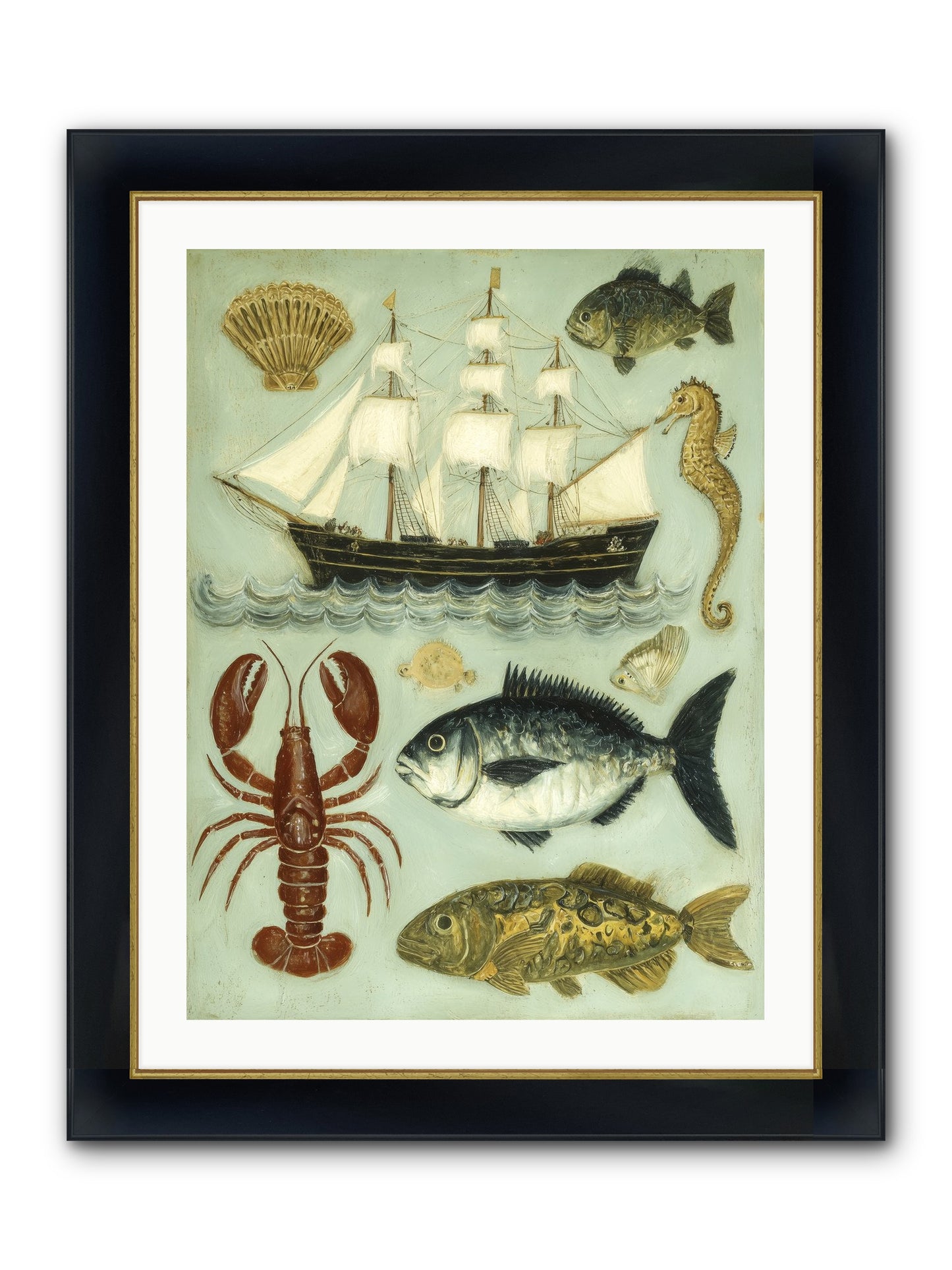 Coastal Chronicles Framed Print - Wide Black w/Gold 24x32