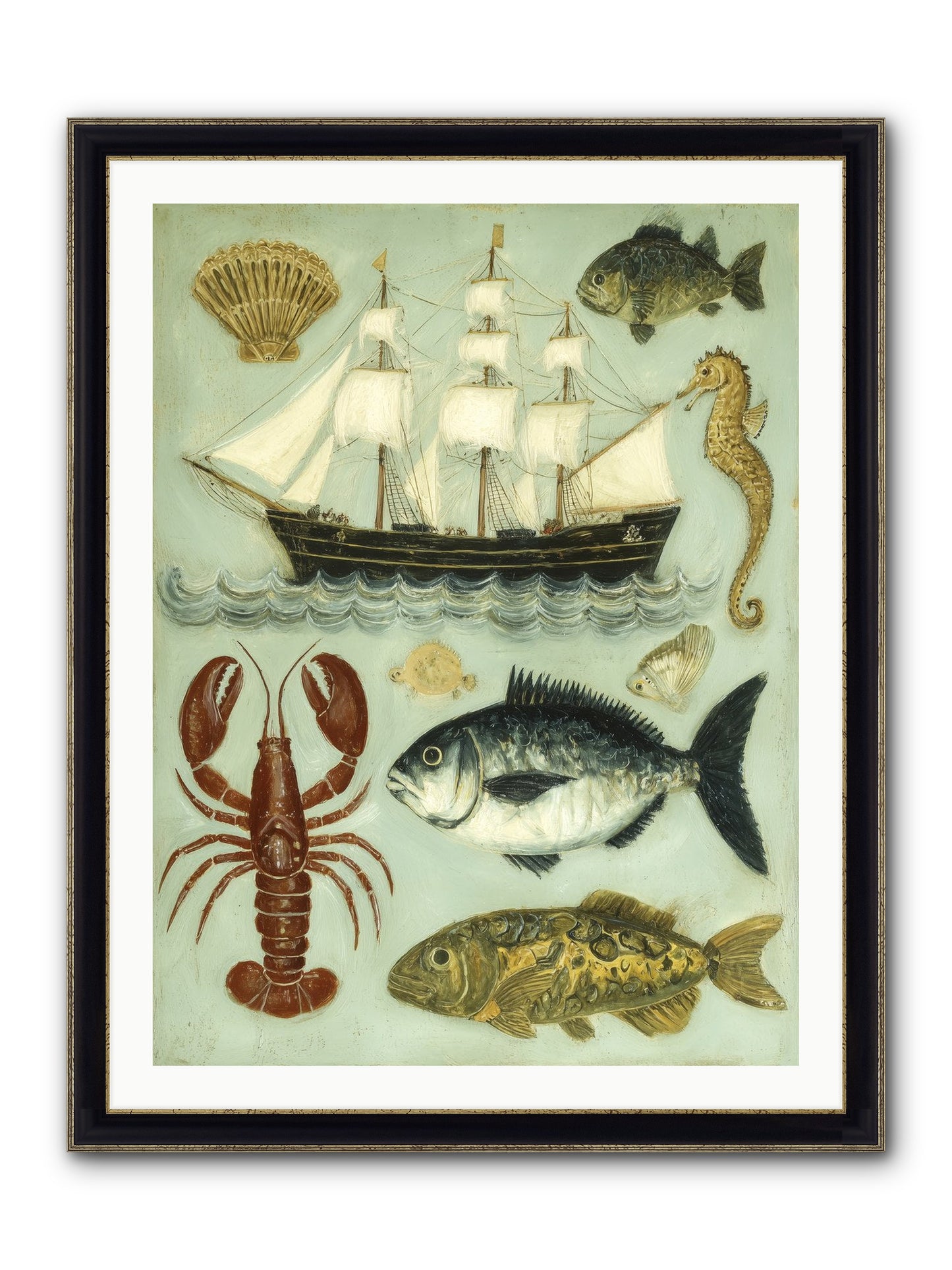 Coastal Chronicles Framed Print - Black & Gold 30x40