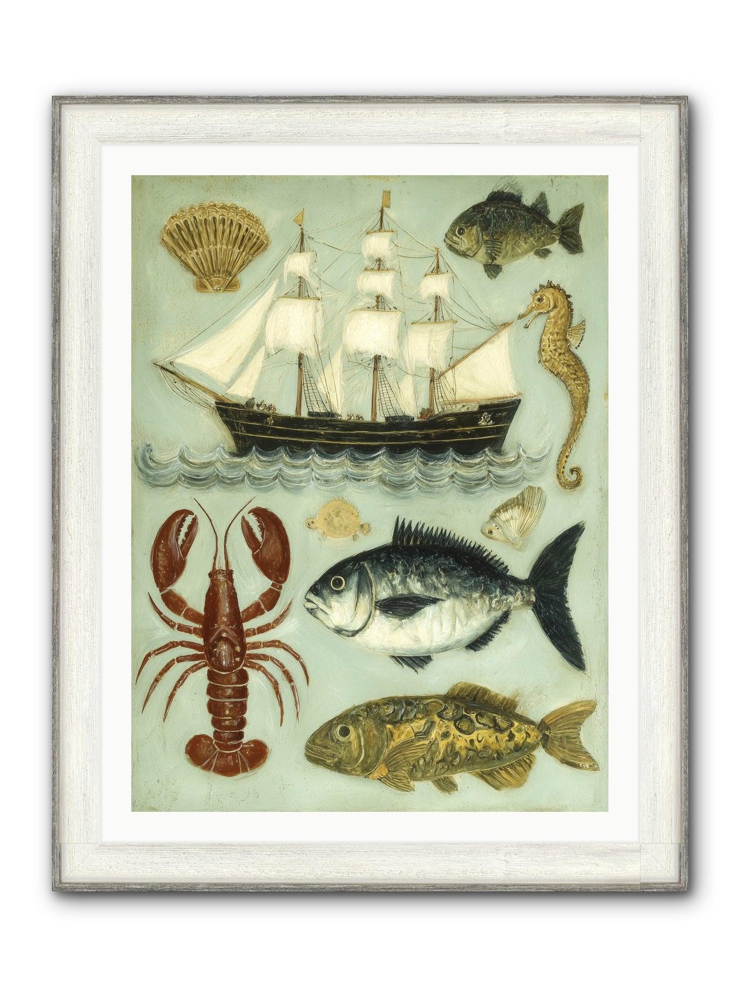 Coastal Chronicles Framed Print - Driftwood White 30x40