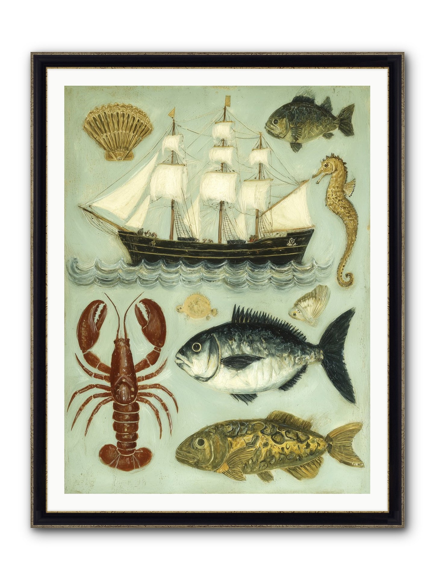 Coastal Chronicles Framed Print - Black & Gold 36x48