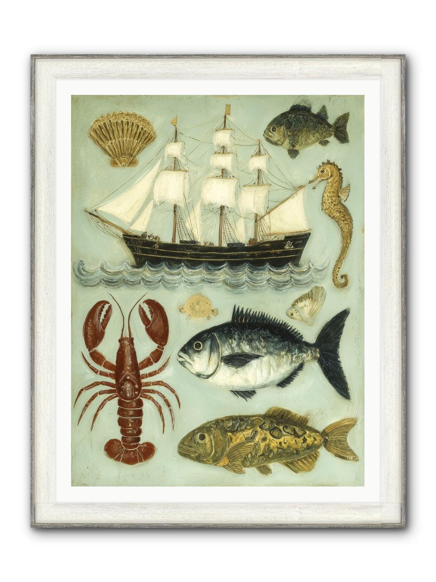Coastal Chronicles Framed Print - Driftwood White 36x48