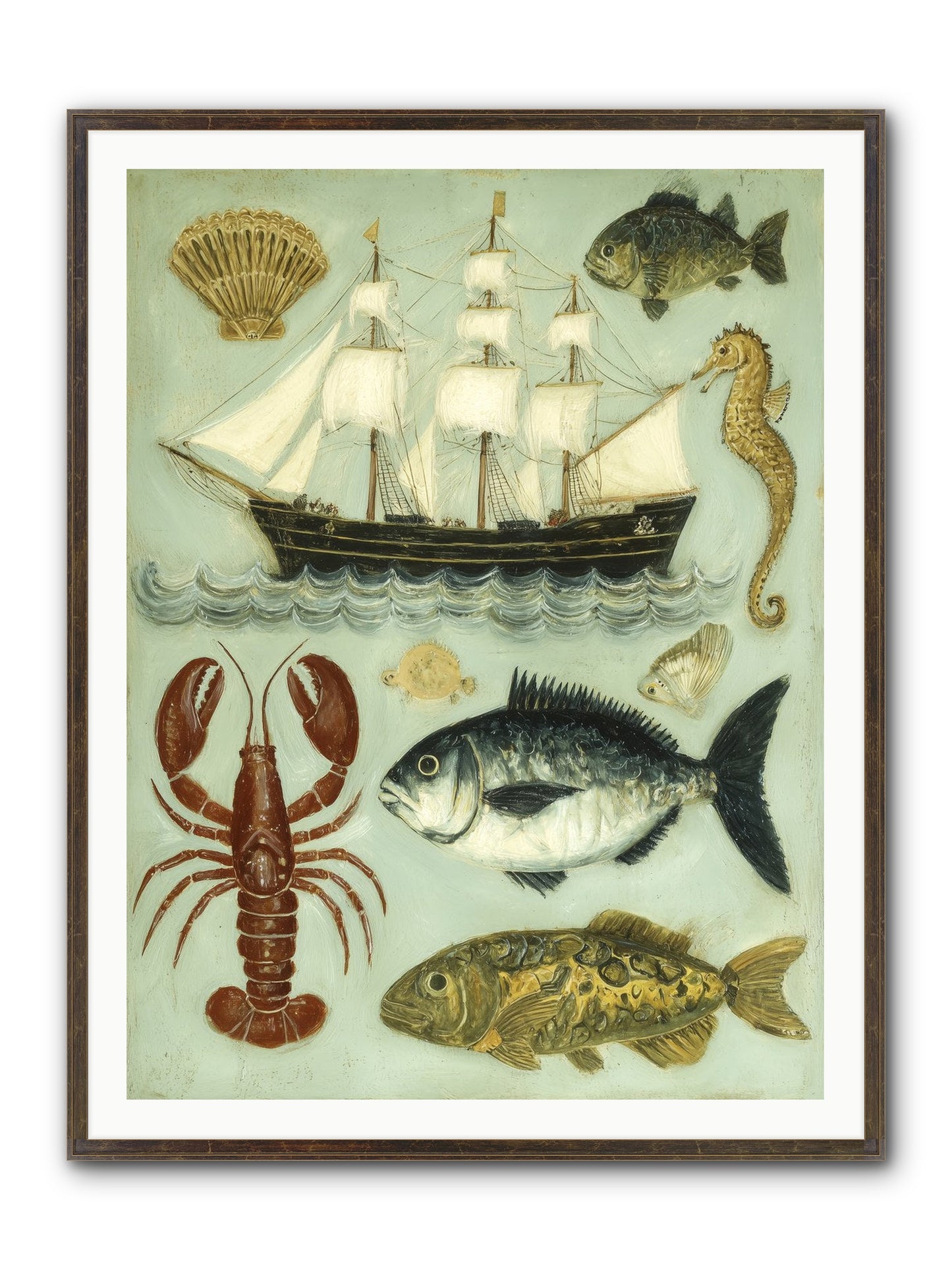Coastal Chronicles Framed Print - Slimwoods Black/Gold 36x48