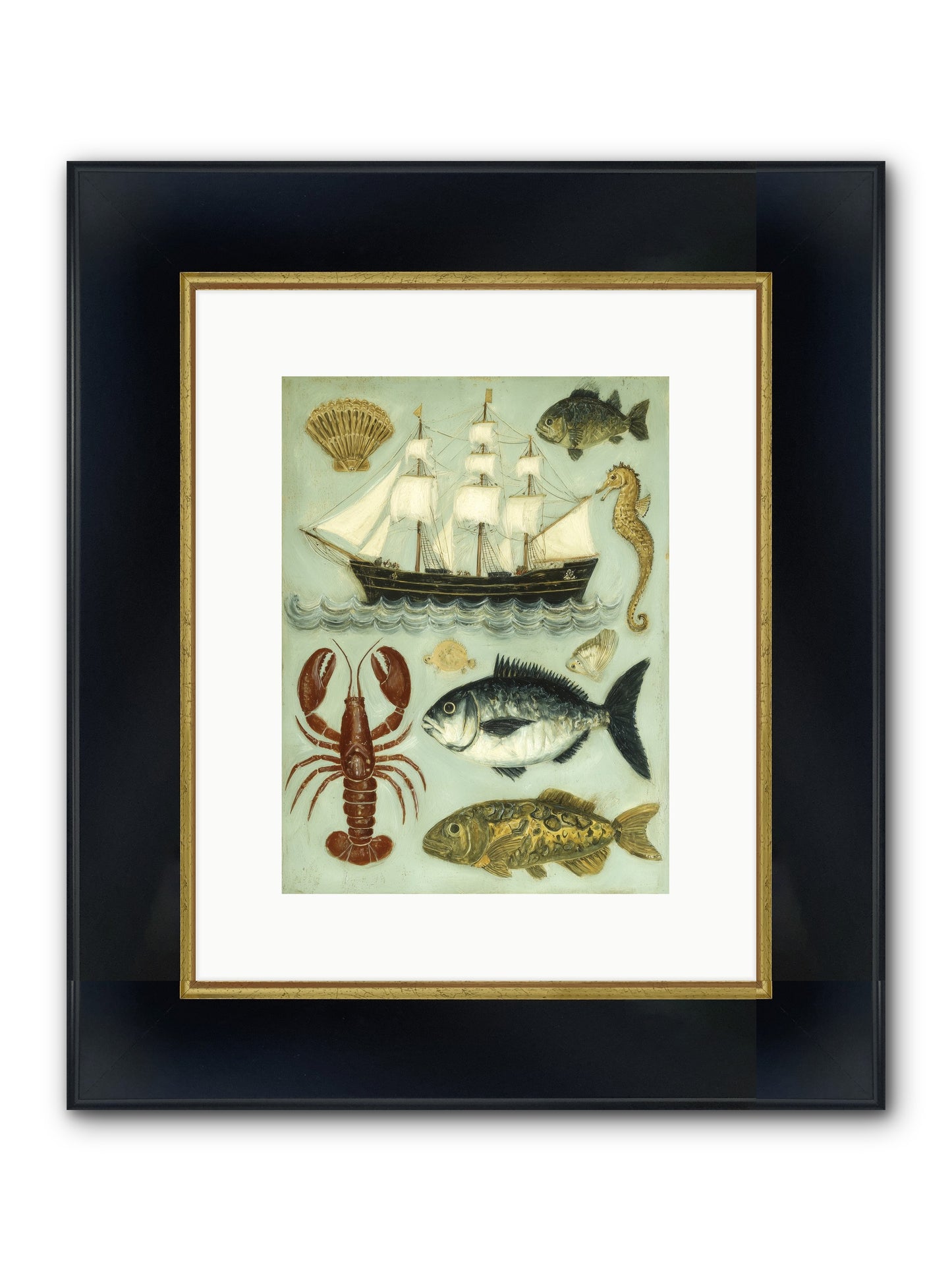 Coastal Chronicles Framed Print - Wide Black w/Gold 9x12