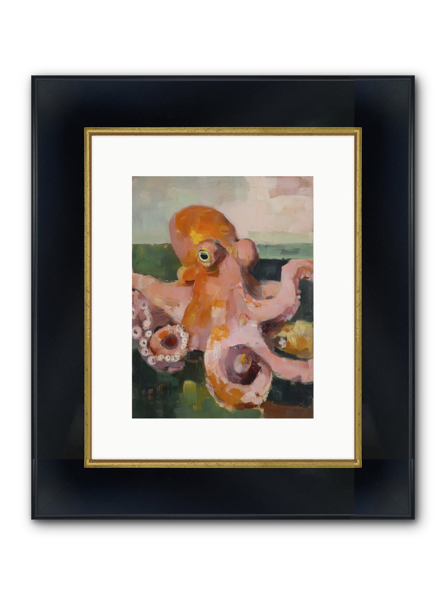 Coastal Courts Framed Print - Wide Black w/Gold 9x12