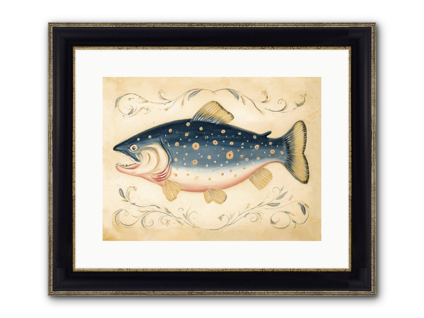 Coastal Drifter Framed Print - Black & Gold 16x12