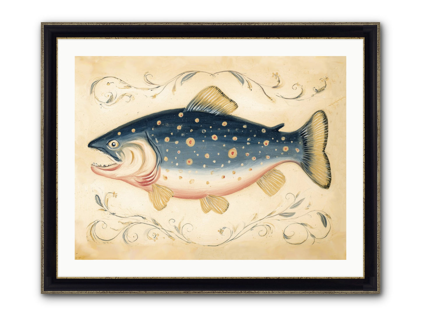 Coastal Drifter Framed Print - Black & Gold 32x24