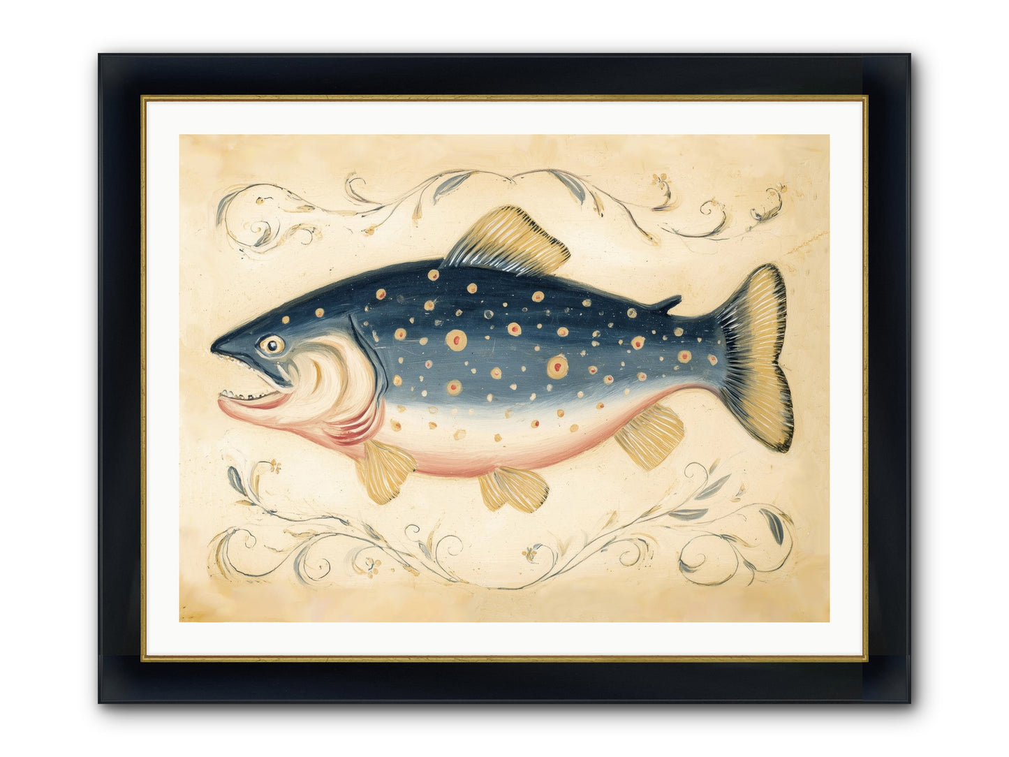 Coastal Drifter Framed Print - Wide Black w/Gold 40x30