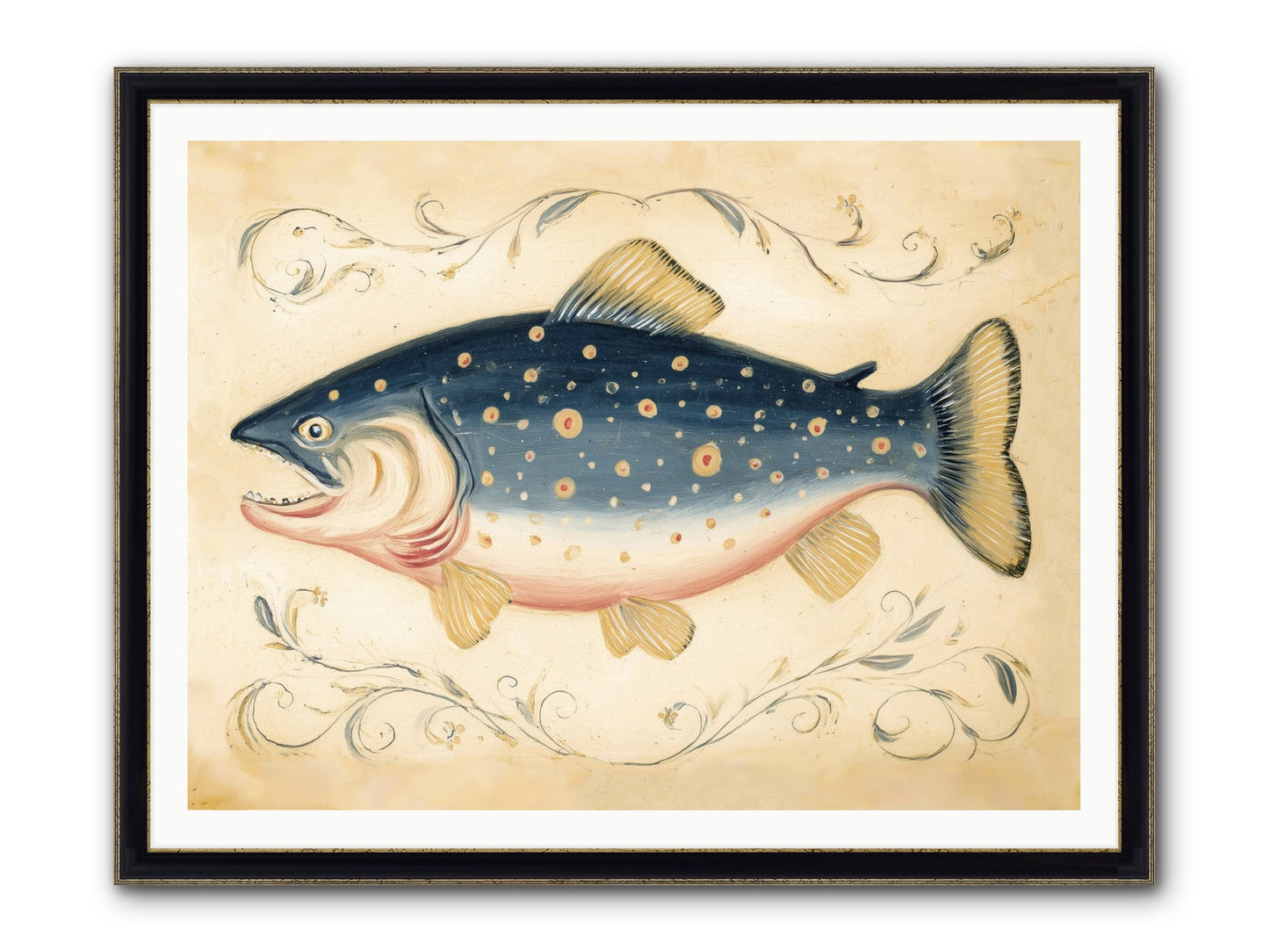 Coastal Drifter Framed Print - Black & Gold 48x36