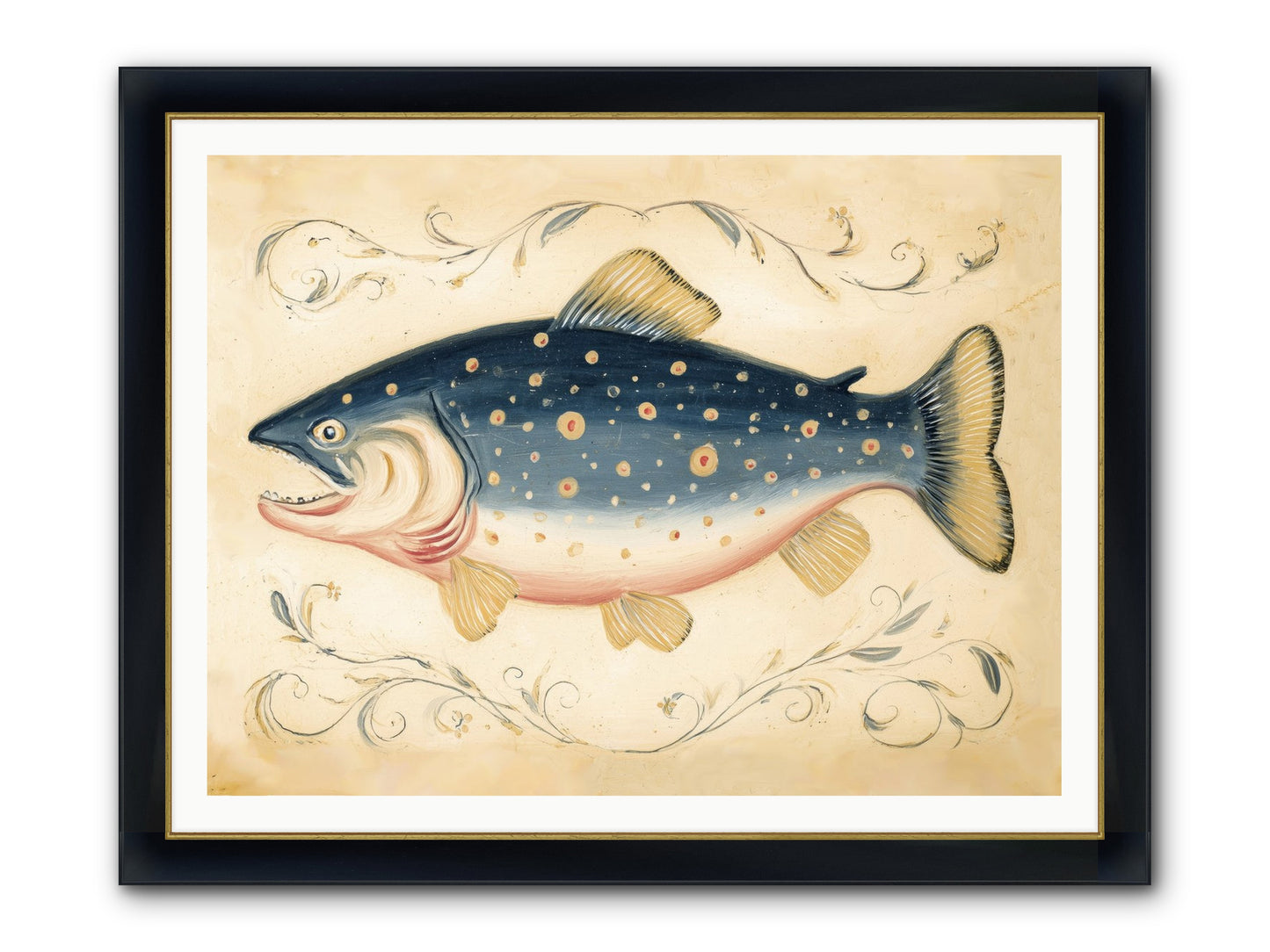 Coastal Drifter Framed Print - Wide Black w/Gold 48x36