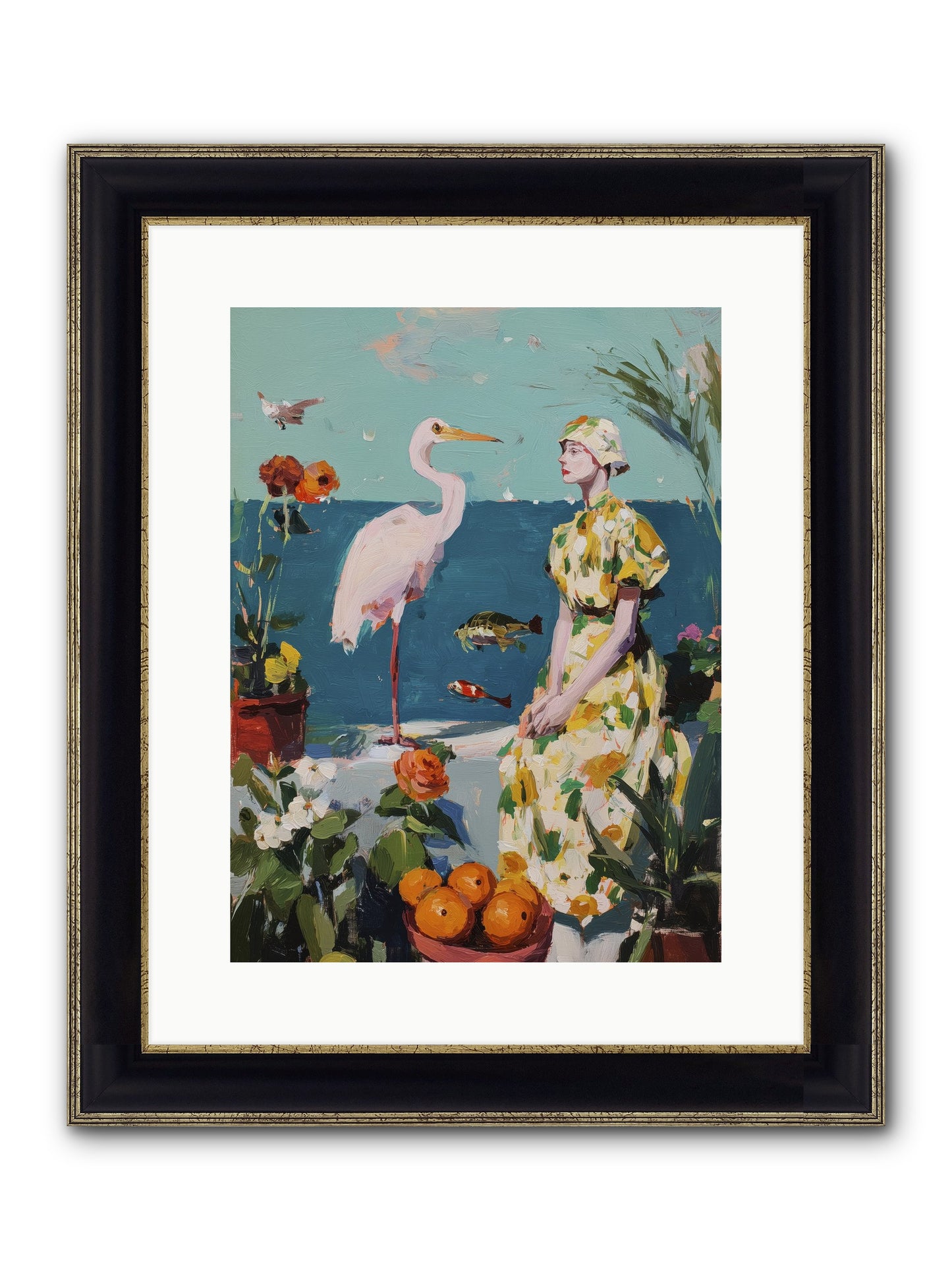 Coastal Etiquette Framed Print - Black & Gold 12x16