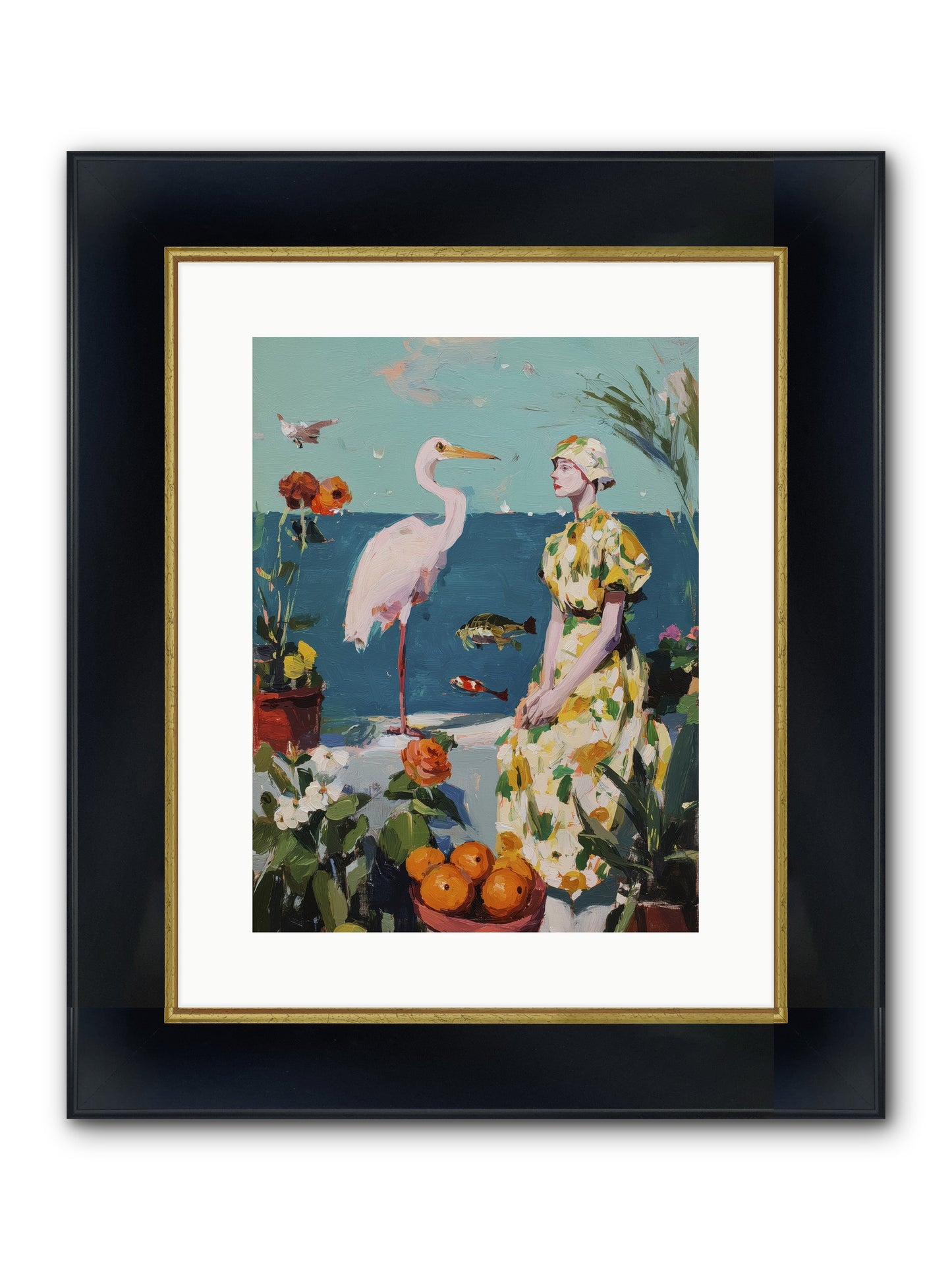Coastal Etiquette Framed Print - Wide Black w/Gold 12x16