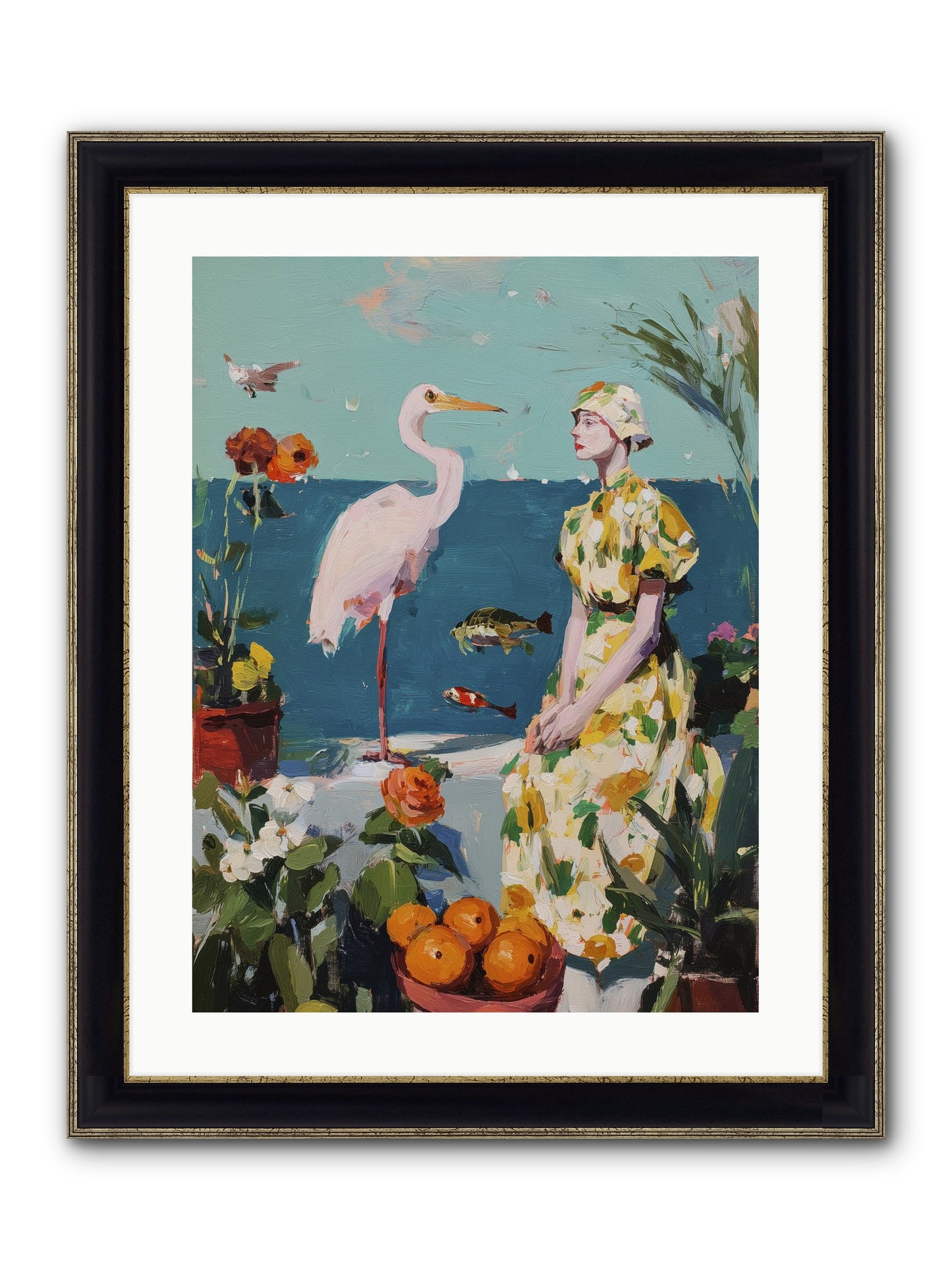 Coastal Etiquette Framed Print - Black & Gold 18x24