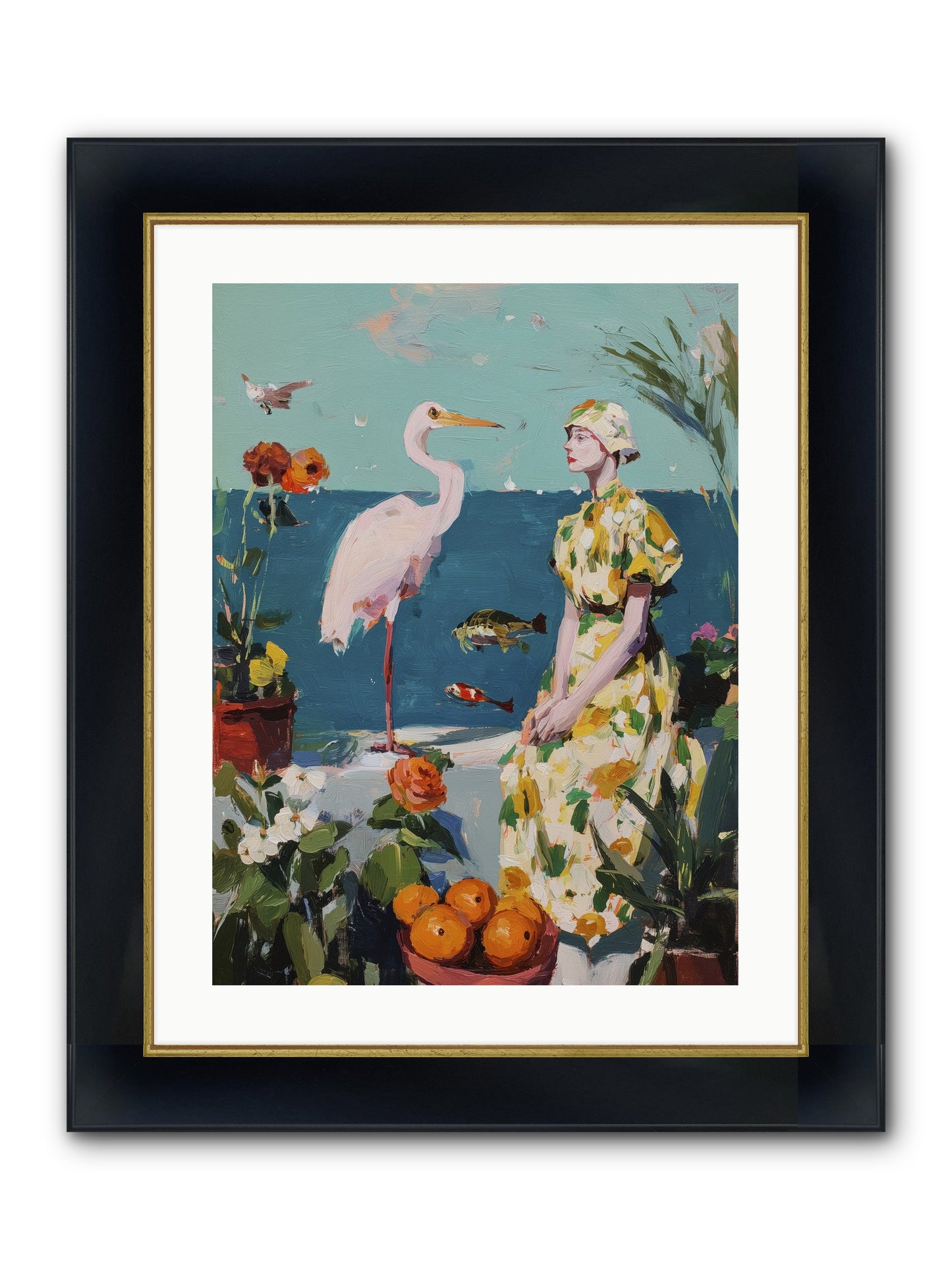 Coastal Etiquette Framed Print - Wide Black w/Gold 18x24