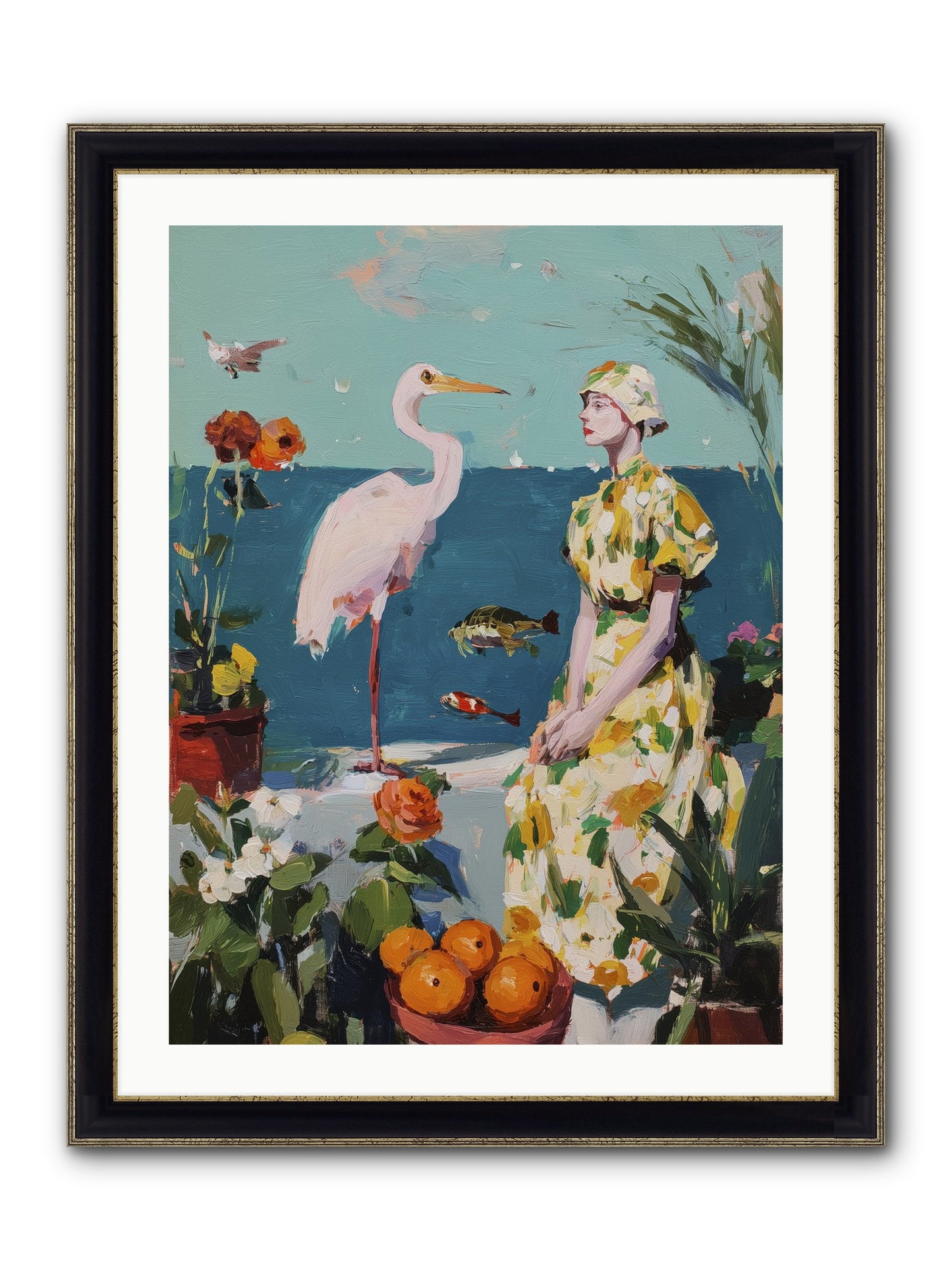 Coastal Etiquette Framed Print - Black & Gold 24x32