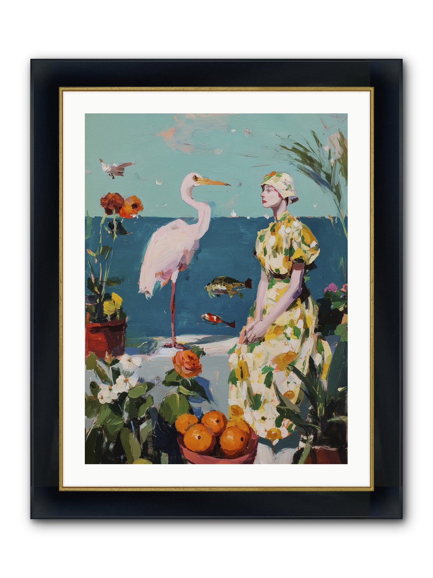 Coastal Etiquette Framed Print - Wide Black w/Gold 24x32