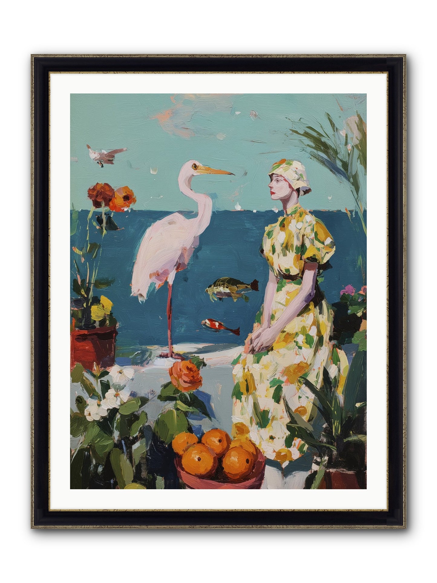 Coastal Etiquette Framed Print - Black & Gold 30x40