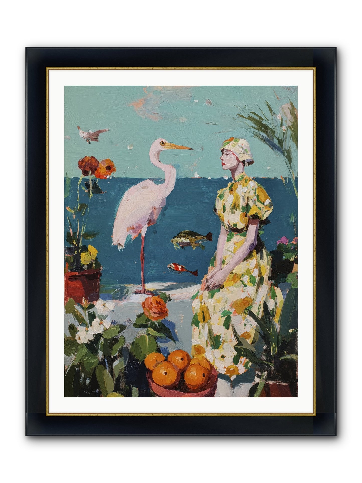 Coastal Etiquette Framed Print - Wide Black w/Gold 30x40