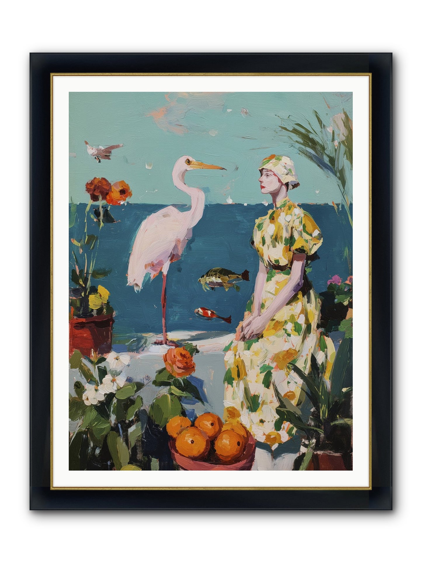 Coastal Etiquette Framed Print - Wide Black w/Gold 36x48