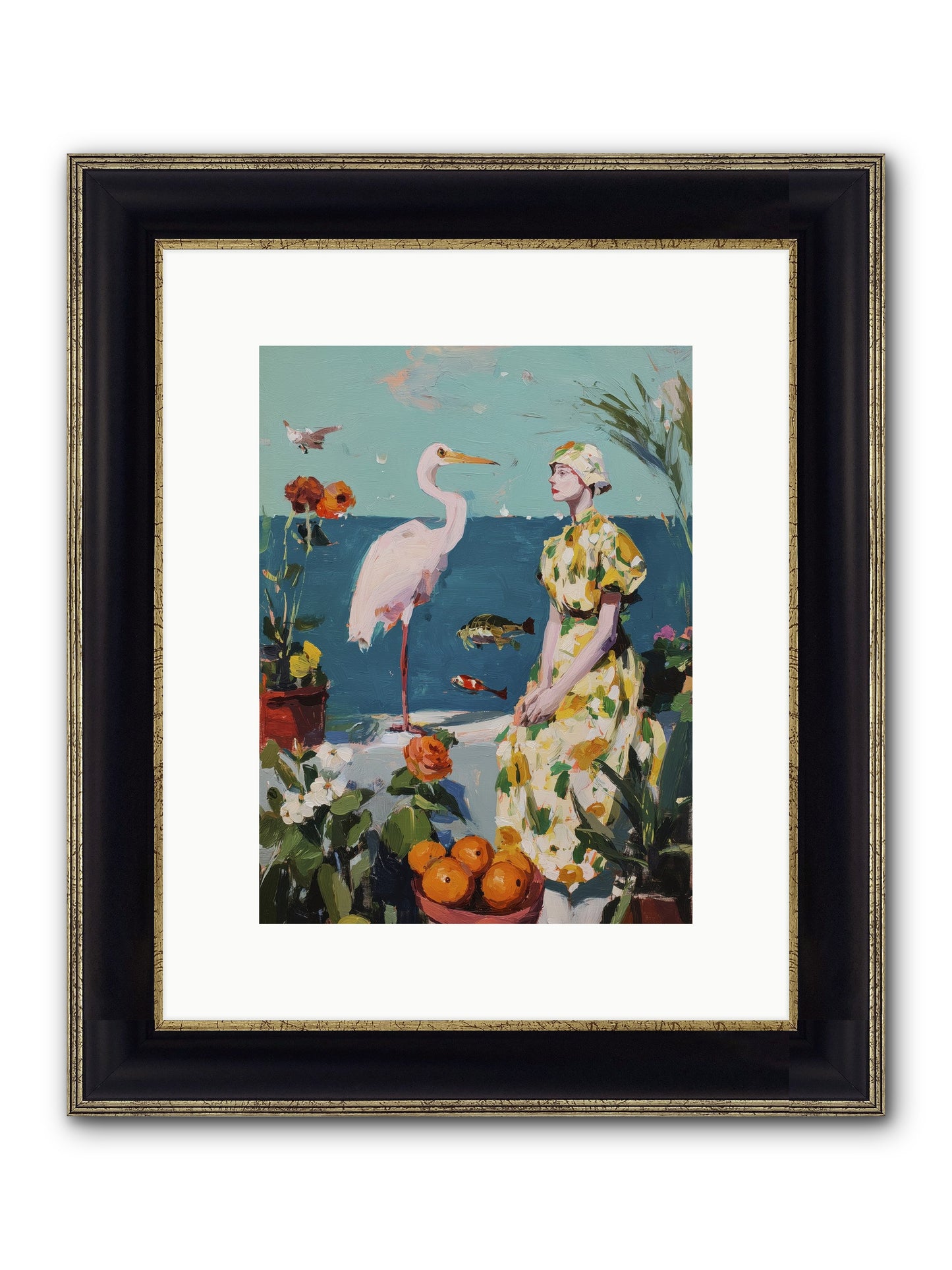 Coastal Etiquette Framed Print - Black & Gold 9x12