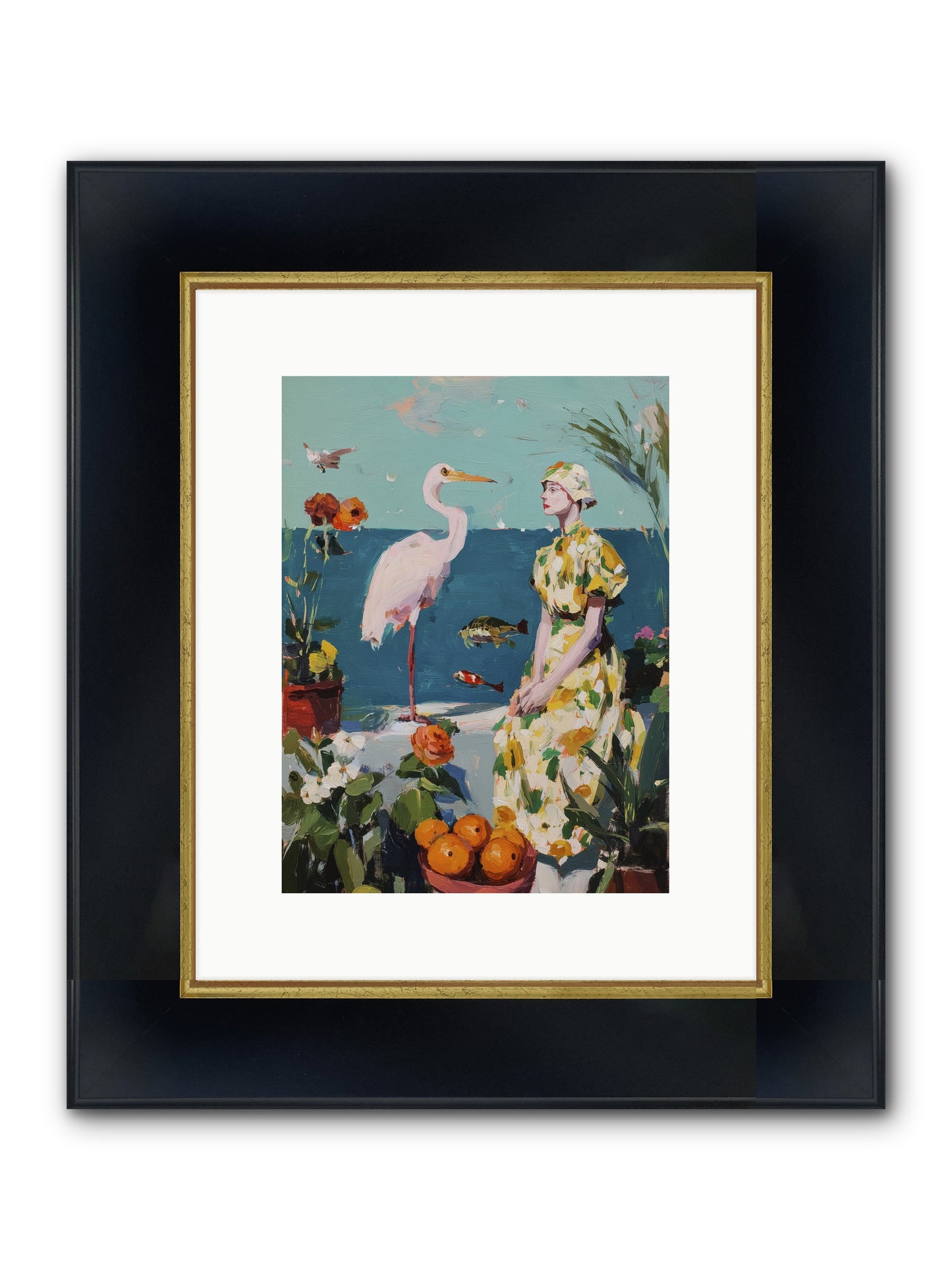 Coastal Etiquette Framed Print - Wide Black w/Gold 9x12