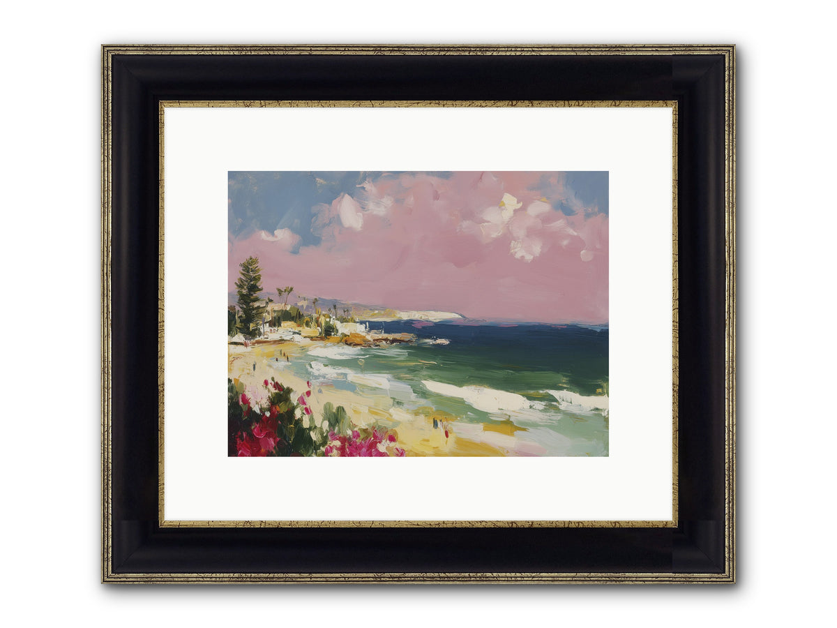 Coastal Wandering Framed Print - Black & Gold 12x9