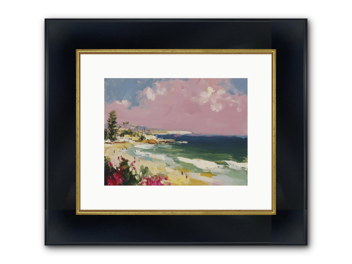 Coastal Wandering Framed Print - Wide Black w/Gold 12x9