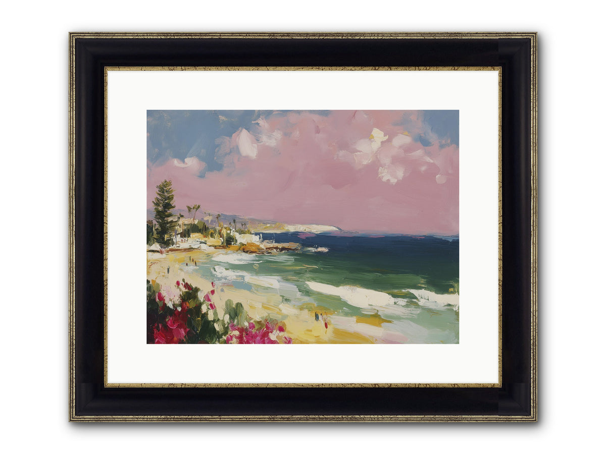 Coastal Wandering Framed Print - Black & Gold 16x12