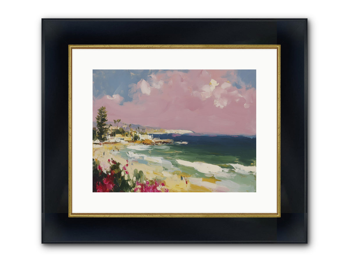 Coastal Wandering Framed Print - Wide Black w/Gold 16x12