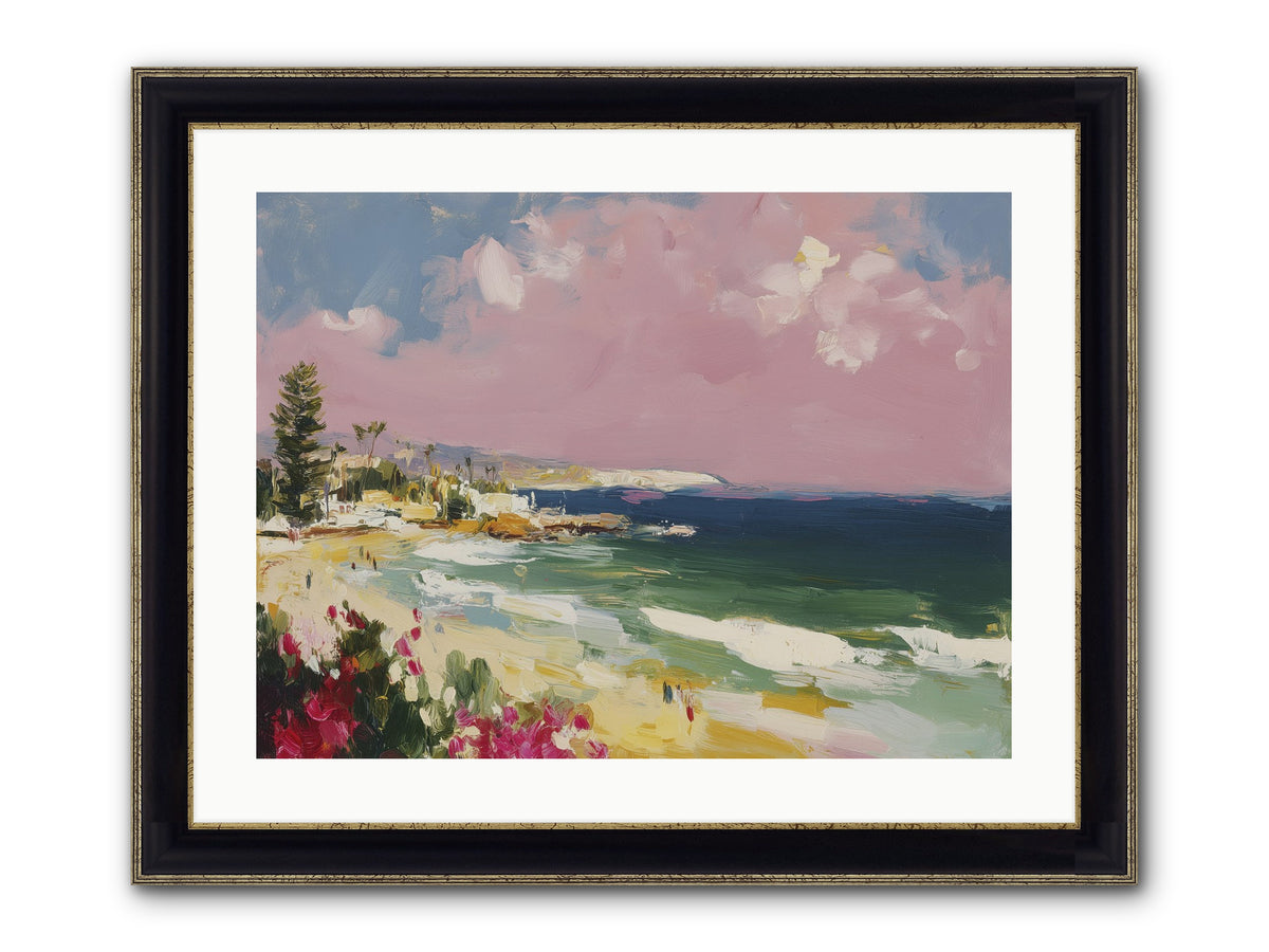 Coastal Wandering Framed Print - Black & Gold 24x18