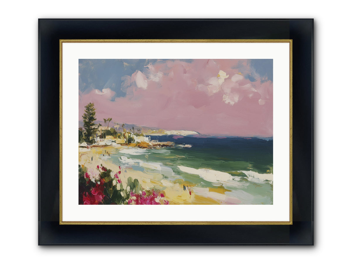 Coastal Wandering Framed Print - Wide Black w/Gold 24x18