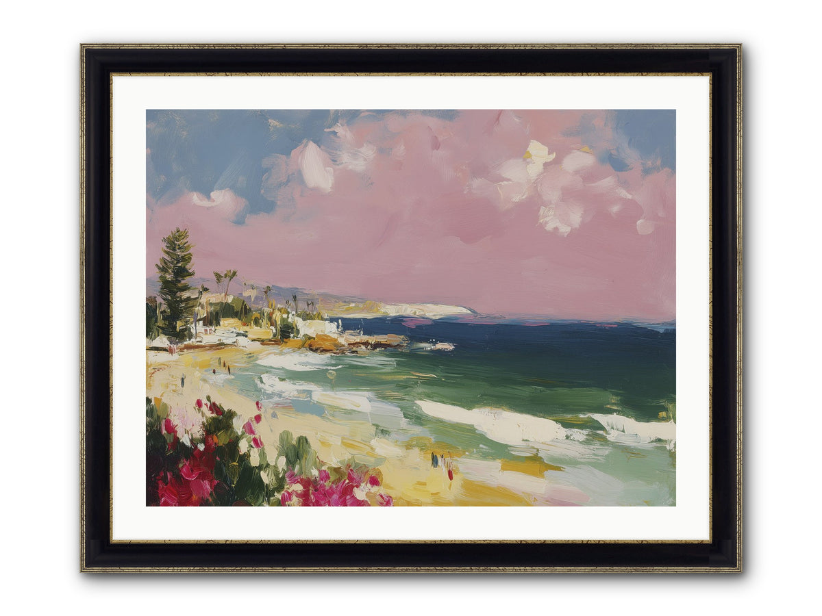 Coastal Wandering Framed Print - Black & Gold 32x24