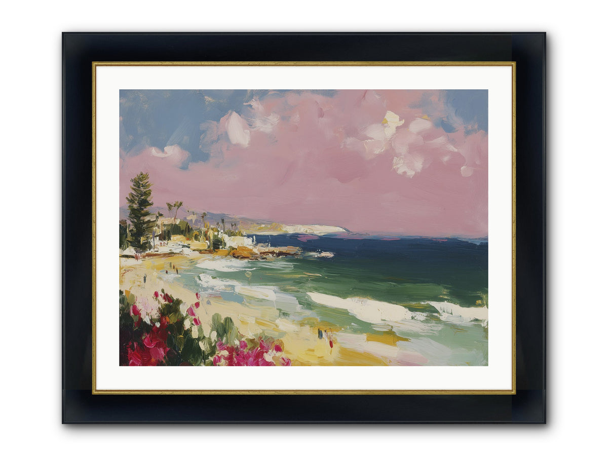 Coastal Wandering Framed Print - Wide Black w/Gold 32x24