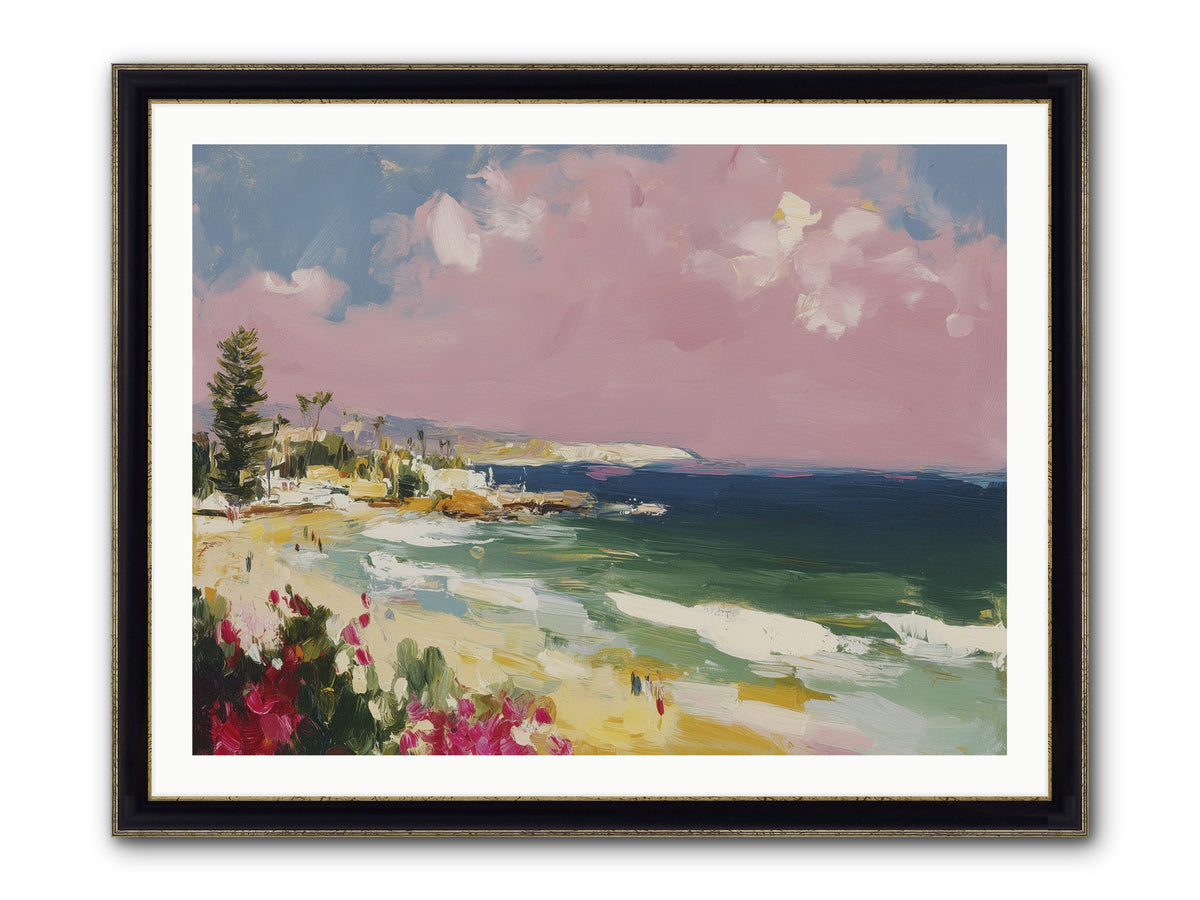 Coastal Wandering Framed Print - Black & Gold 40x30