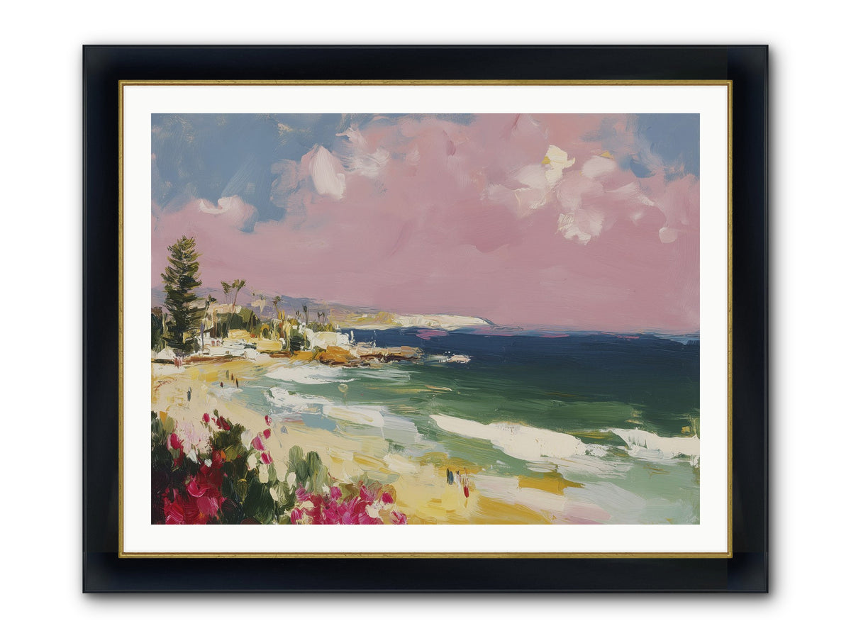 Coastal Wandering Framed Print - Wide Black w/Gold 40x30