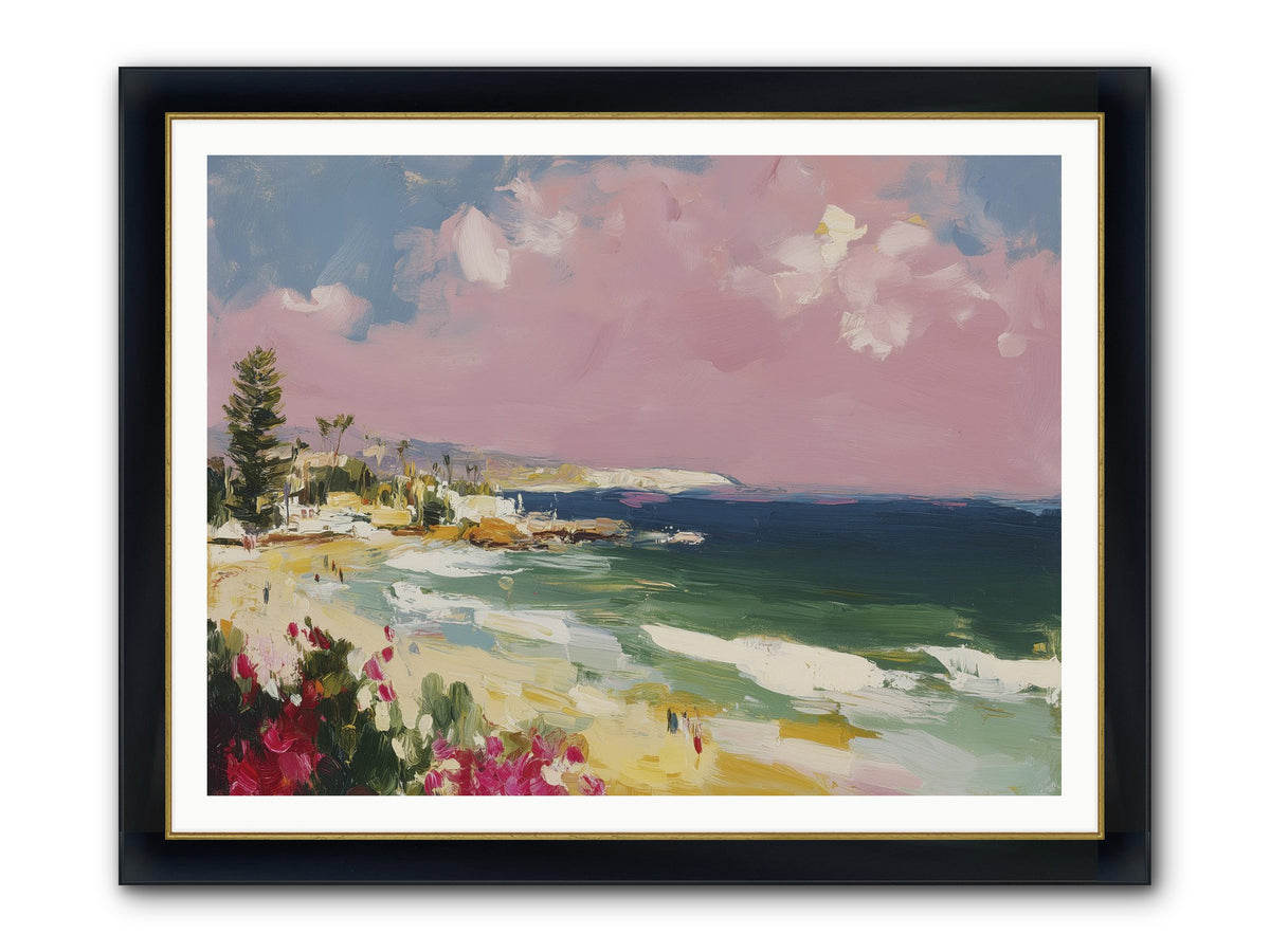 Coastal Wandering Framed Print - Wide Black w/Gold 48x36