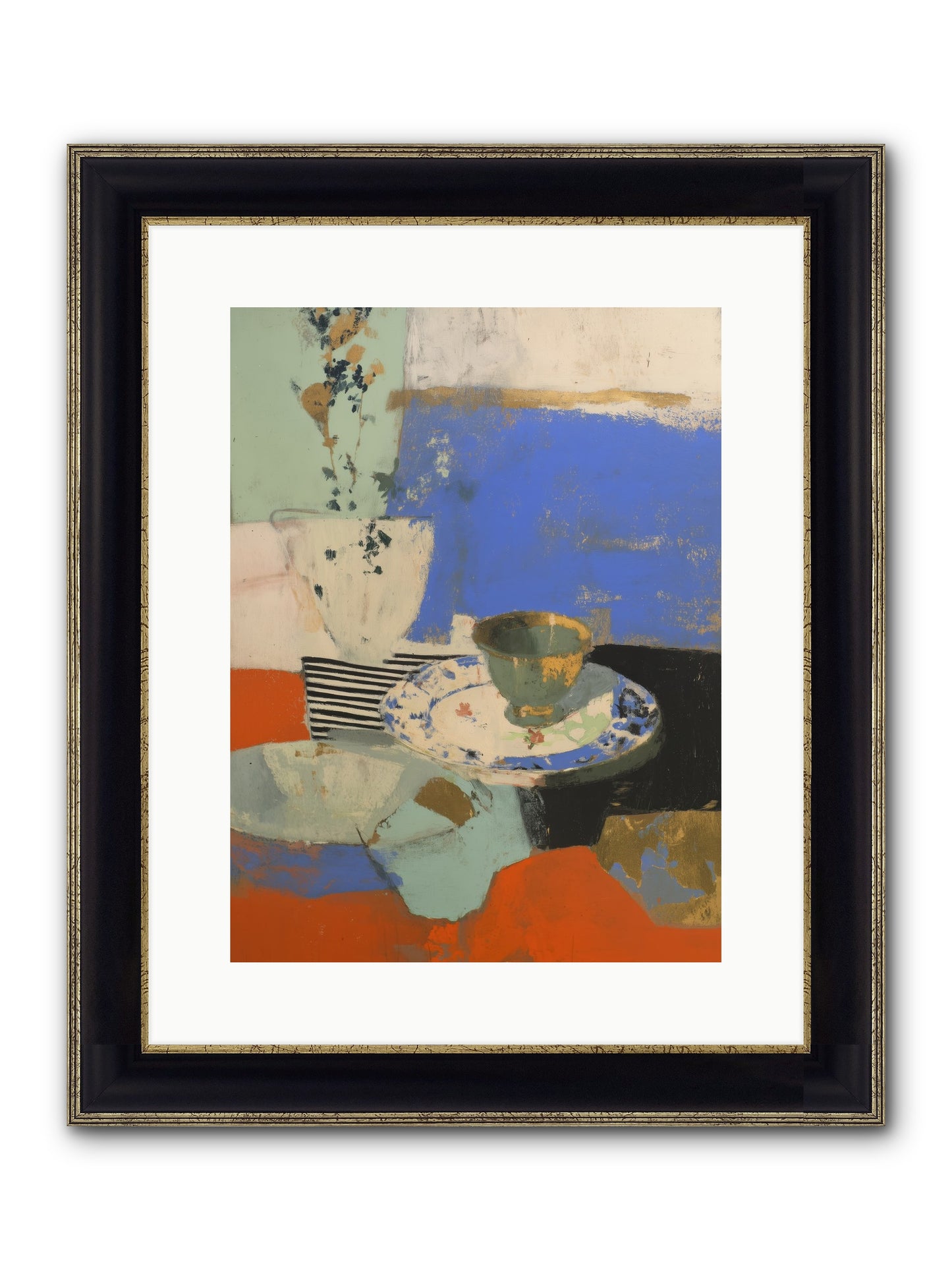 Cobalt Embers Framed Print - Black & Gold 12x16
