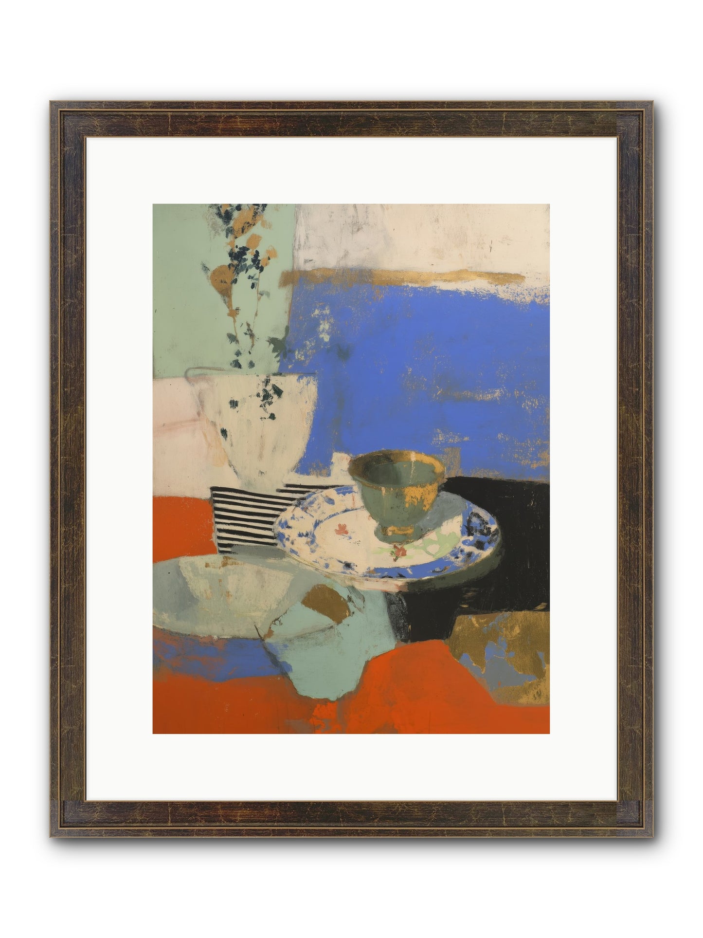 Cobalt Embers Framed Print - Slimwoods Black/Gold 12x16