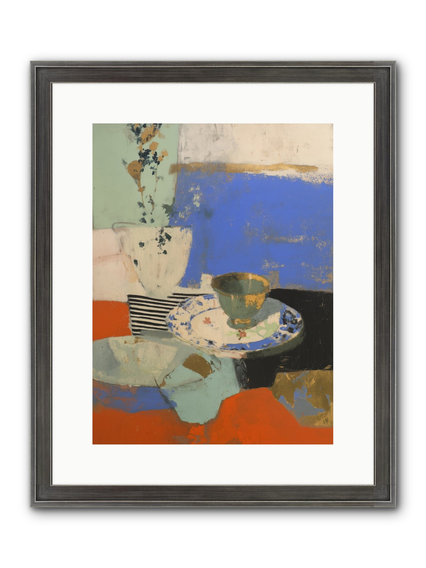 Cobalt Embers Framed Print - Slimwoods Black/Silver 12x16