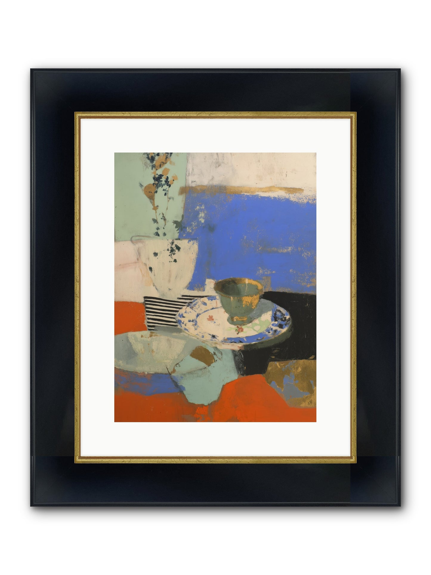 Cobalt Embers Framed Print - Wide Black w/Gold 12x16
