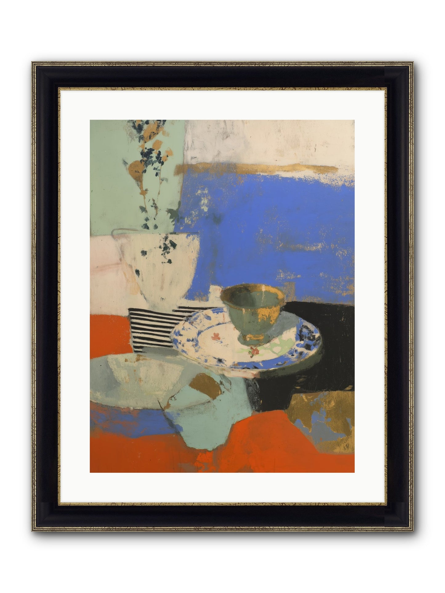 Cobalt Embers Framed Print - Black & Gold 18x24