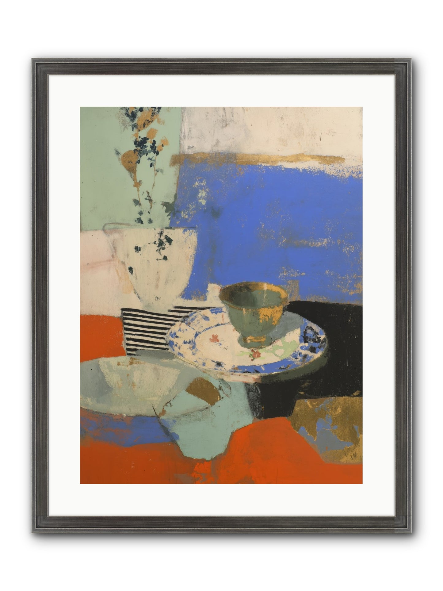 Cobalt Embers Framed Print - Slimwoods Black/Silver 18x24