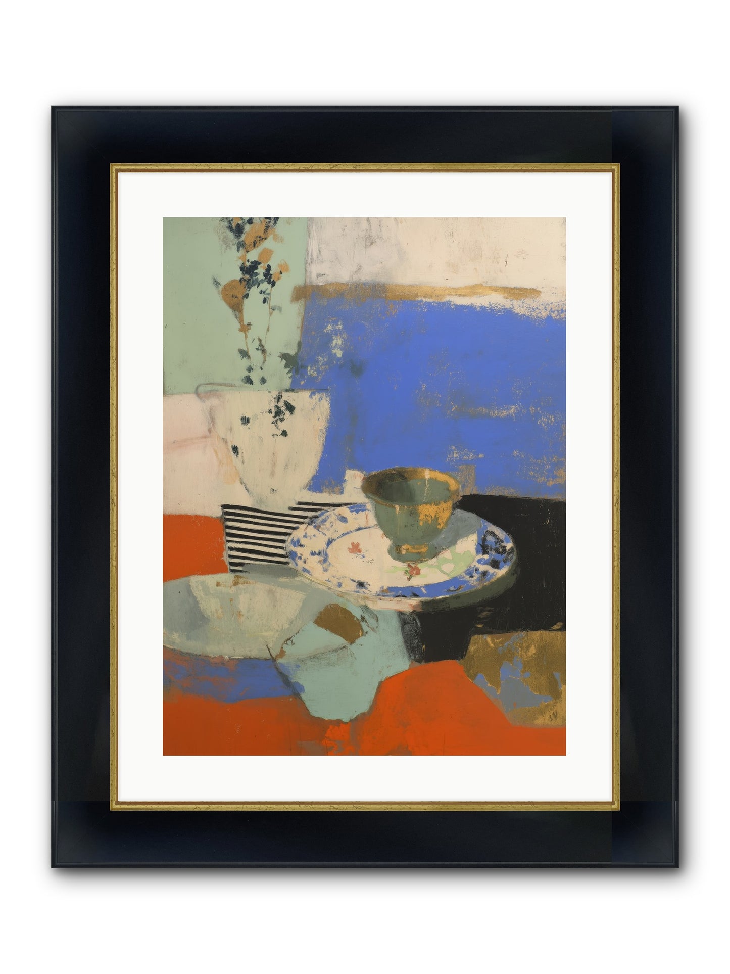 Cobalt Embers Framed Print - Wide Black w/Gold 18x24