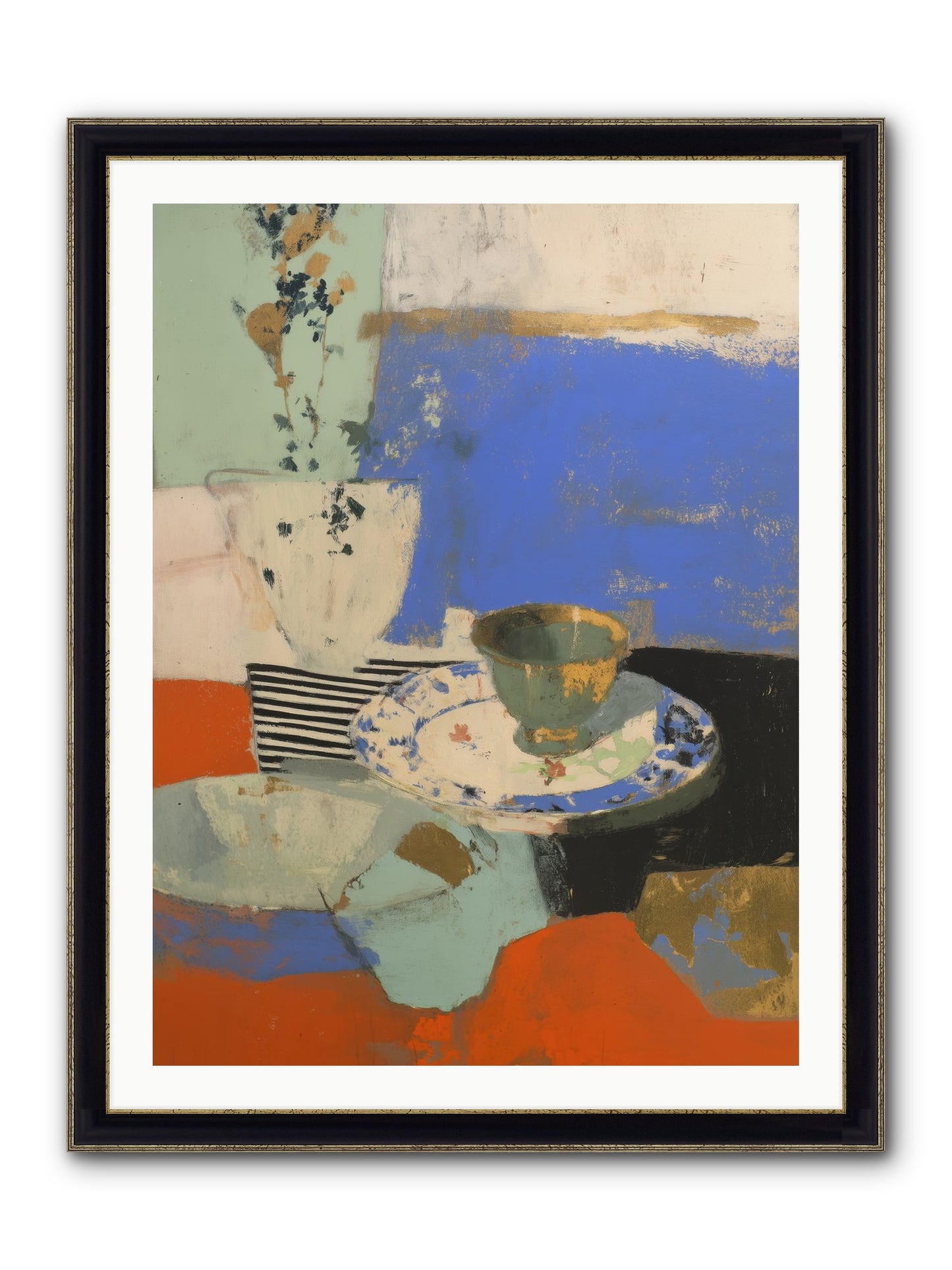 Cobalt Embers Framed Print - Black & Gold 30x40