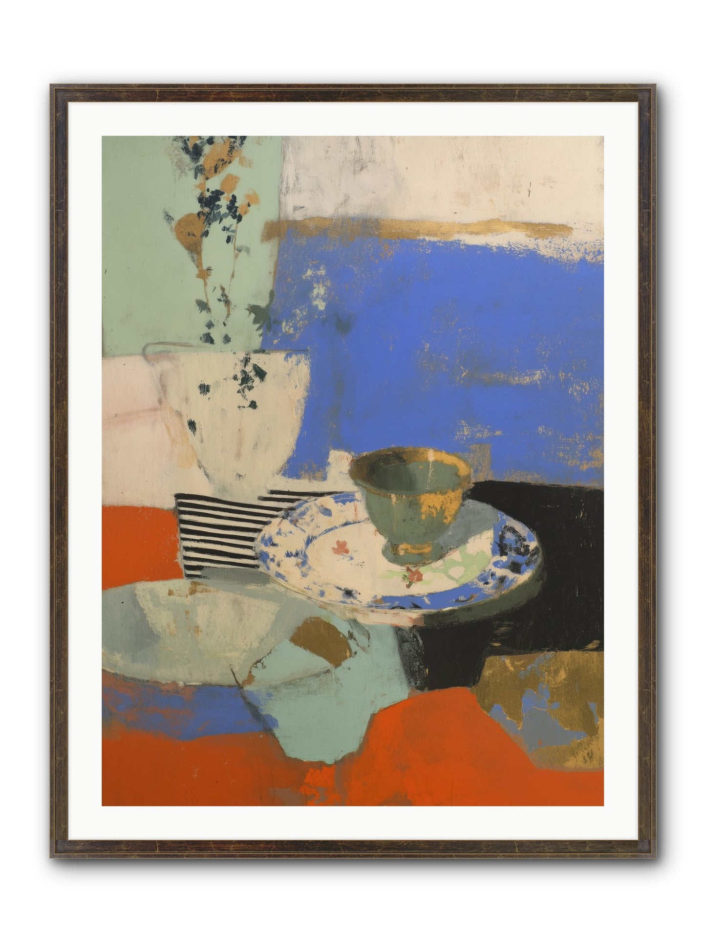 Cobalt Embers Framed Print - Slimwoods Black/Gold 30x40