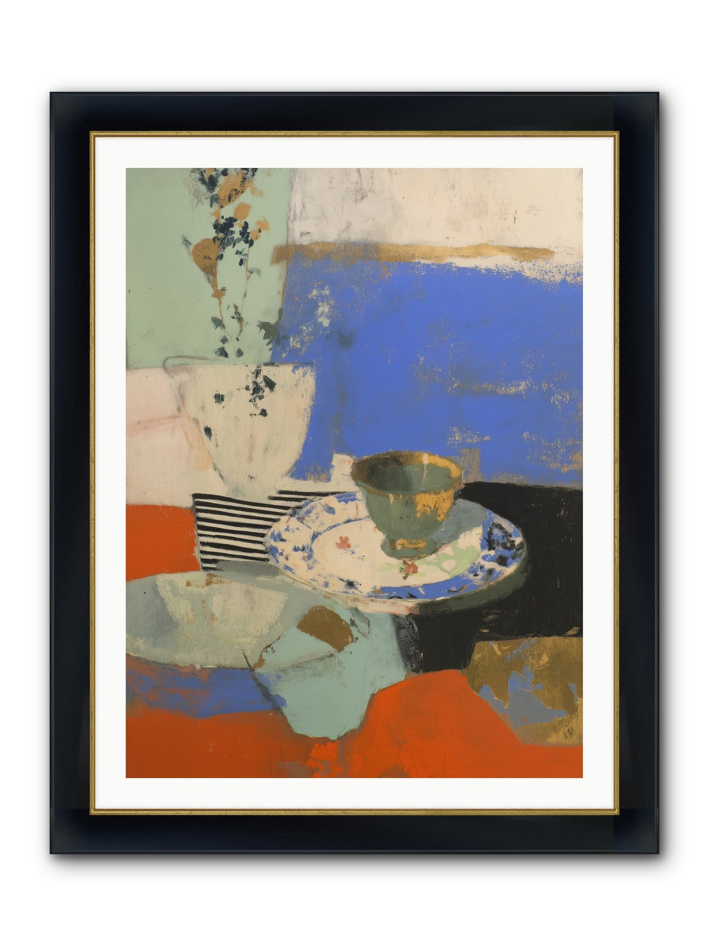 Cobalt Embers Framed Print - Wide Black w/Gold 30x40