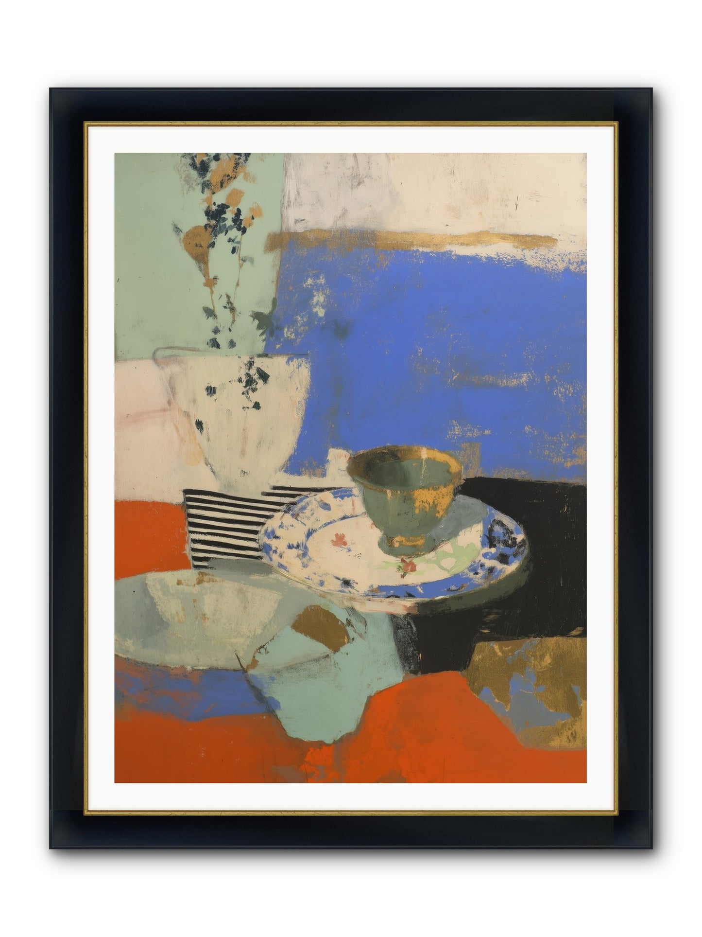 Cobalt Embers Framed Print - Wide Black w/Gold 36x48
